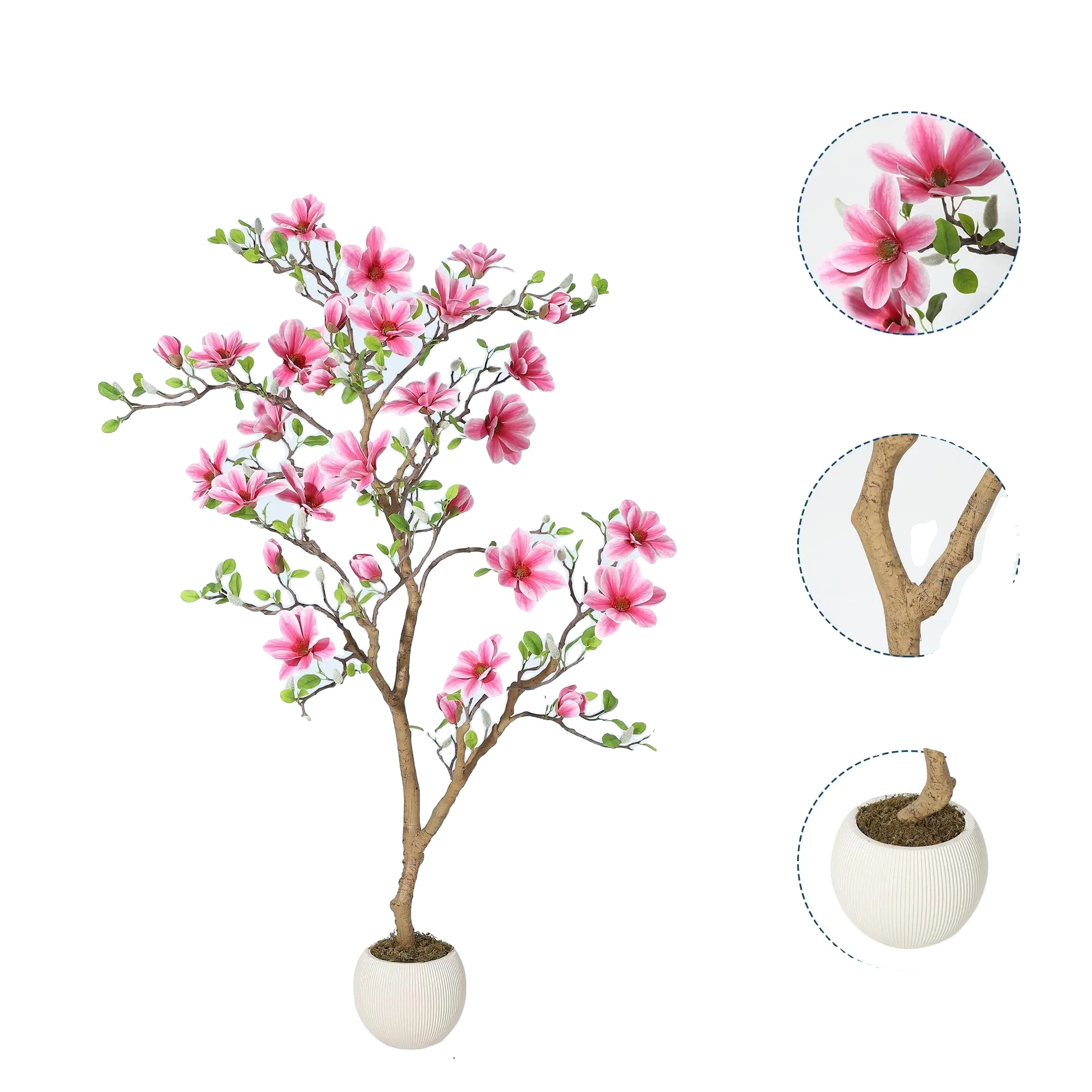 Künstlicher Magnolienbaum, Realistisches Design, Langlebig Und Pflegeleicht, Rosenrot