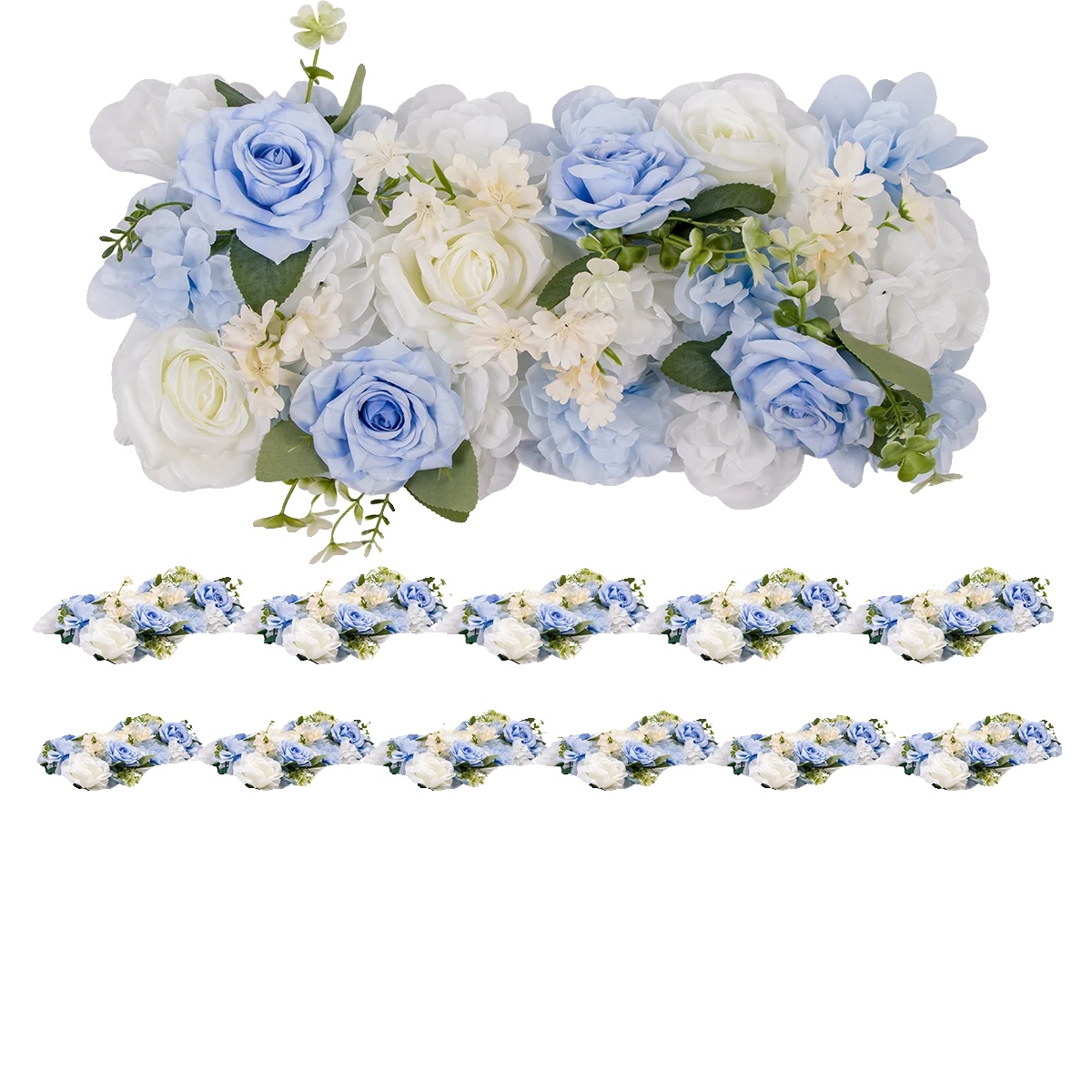Künstliche Blumenkranz, Realistisches Design, Vielseitige Verwendung, Blau Weiß