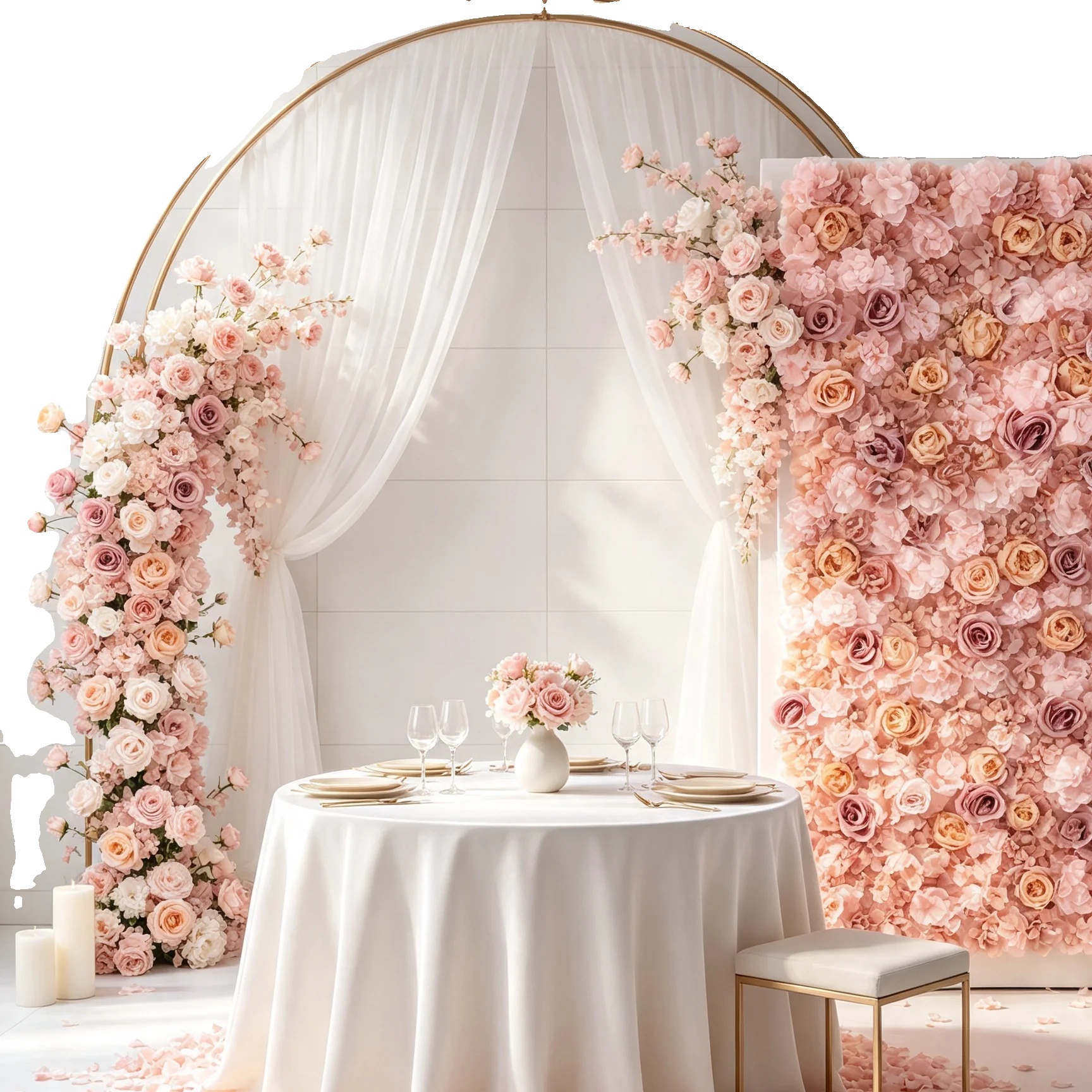 Künstliches Blumenwandpaneel, Seiden- Und Kunststoffmaterial, Abmessungen 6040cm, 56-59 Blumen Pro Paneel, Nettogewicht 1.8kg, Ideal Für Hochzeiten