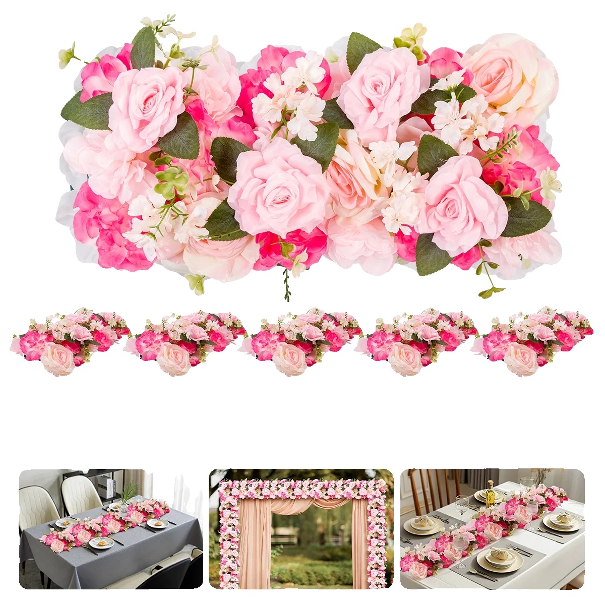 Künstliche Blumenkranz, Realistisches Design, Vielseitige Verwendung, Rosenrot Pink