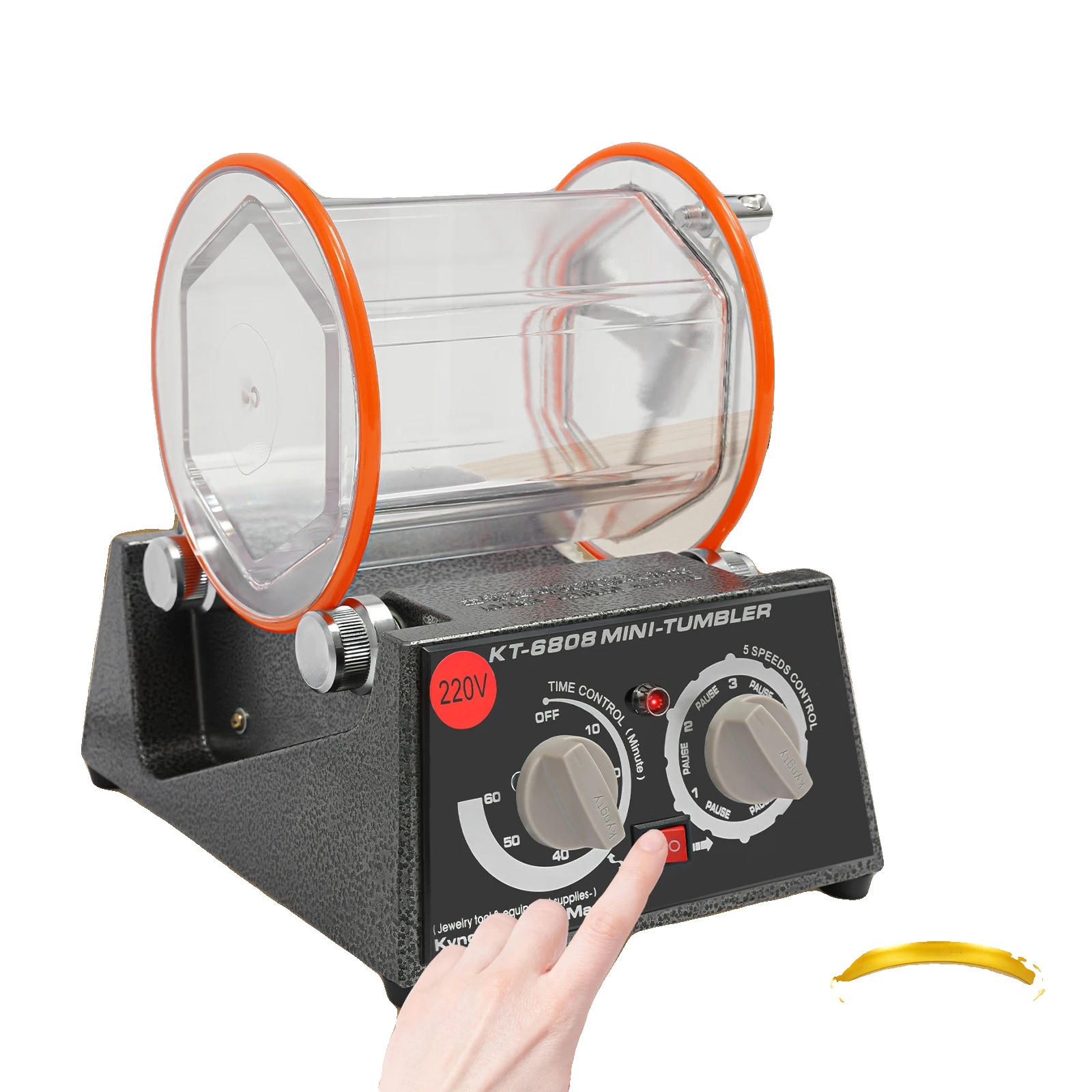 Schmuckpoliermaschine, 60w Leistung, 3000 U/min Geschwindigkeit, 5-gang Steuerung, Timer Bis Zu 60 Minuten, Langlebige Materialien