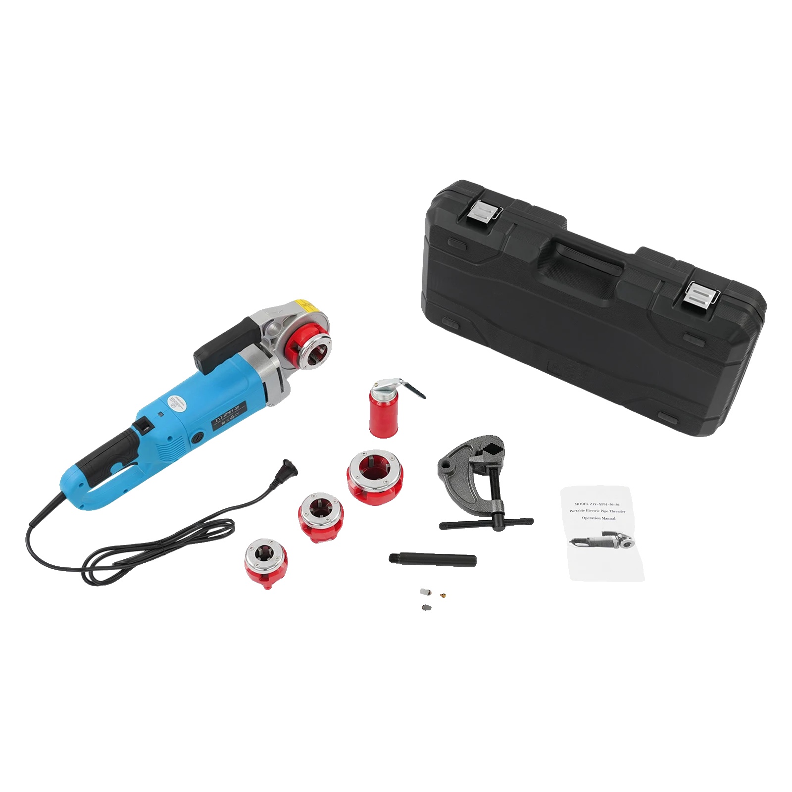 Rohrgewindeschneidemaschine, 2000w Motor, 4 Gewindeschneidköpfe, Blau