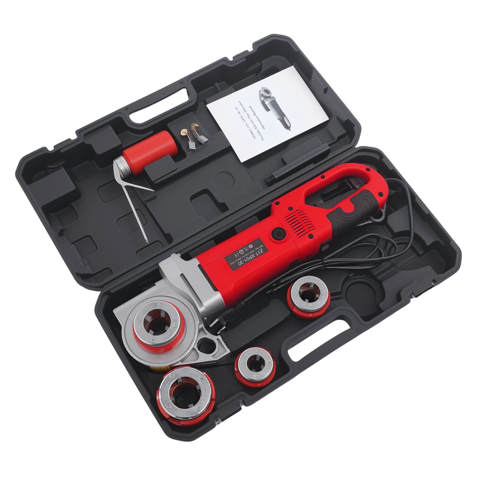 Rohrgewindeschneidemaschine, 2000w Motor, 4 Gewindeschneidköpfe, Rot