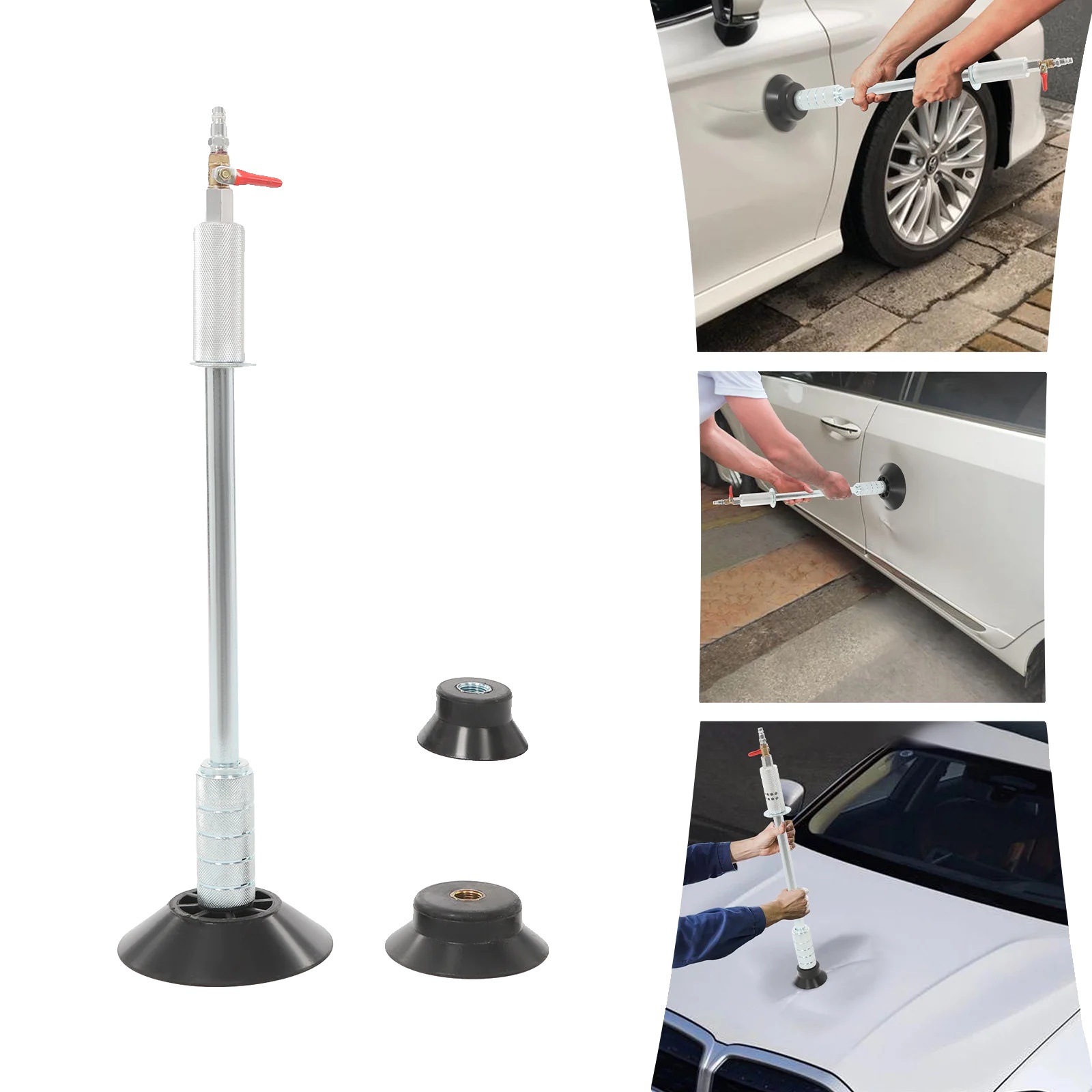 Dellenreparaturzieher Mit Stahlkonstruktion, Einschließlich Saugnapfgrößen: 15,5 Cm, 11,8 Cm, 8 Cm, Gesamtlänge: 57 Cm, Gewicht: 4 Kg