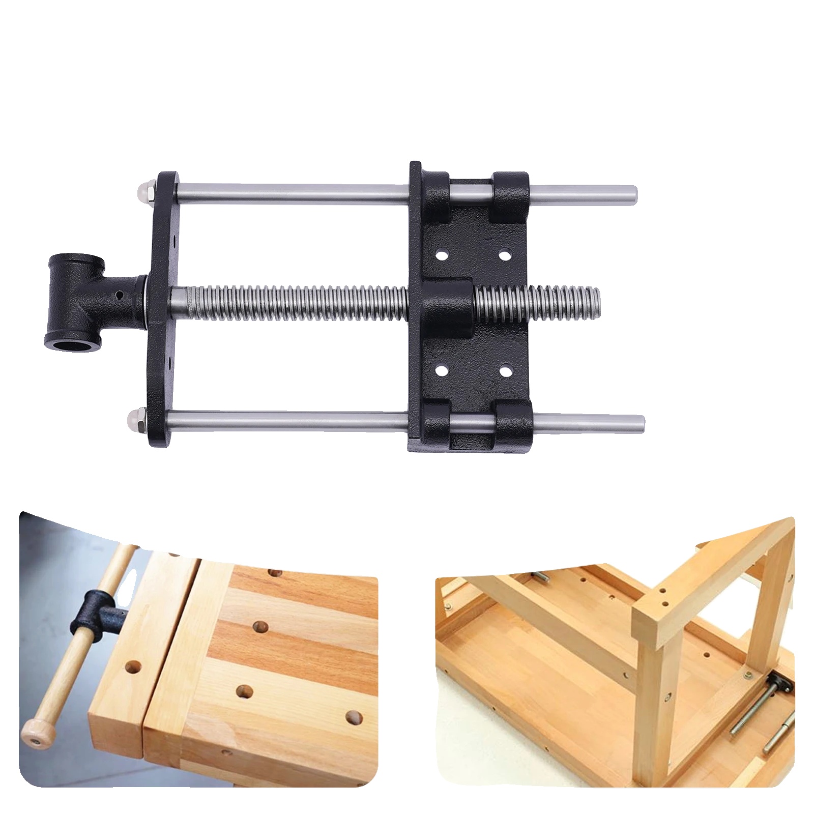 Schreinerbankzwinge, Stahlkonstruktion, 37 Cm Länge, 17,9 Cm Breite, 23 Cm Öffnungsbereich, 2,3 Cm Drahtstangen-durchmesser