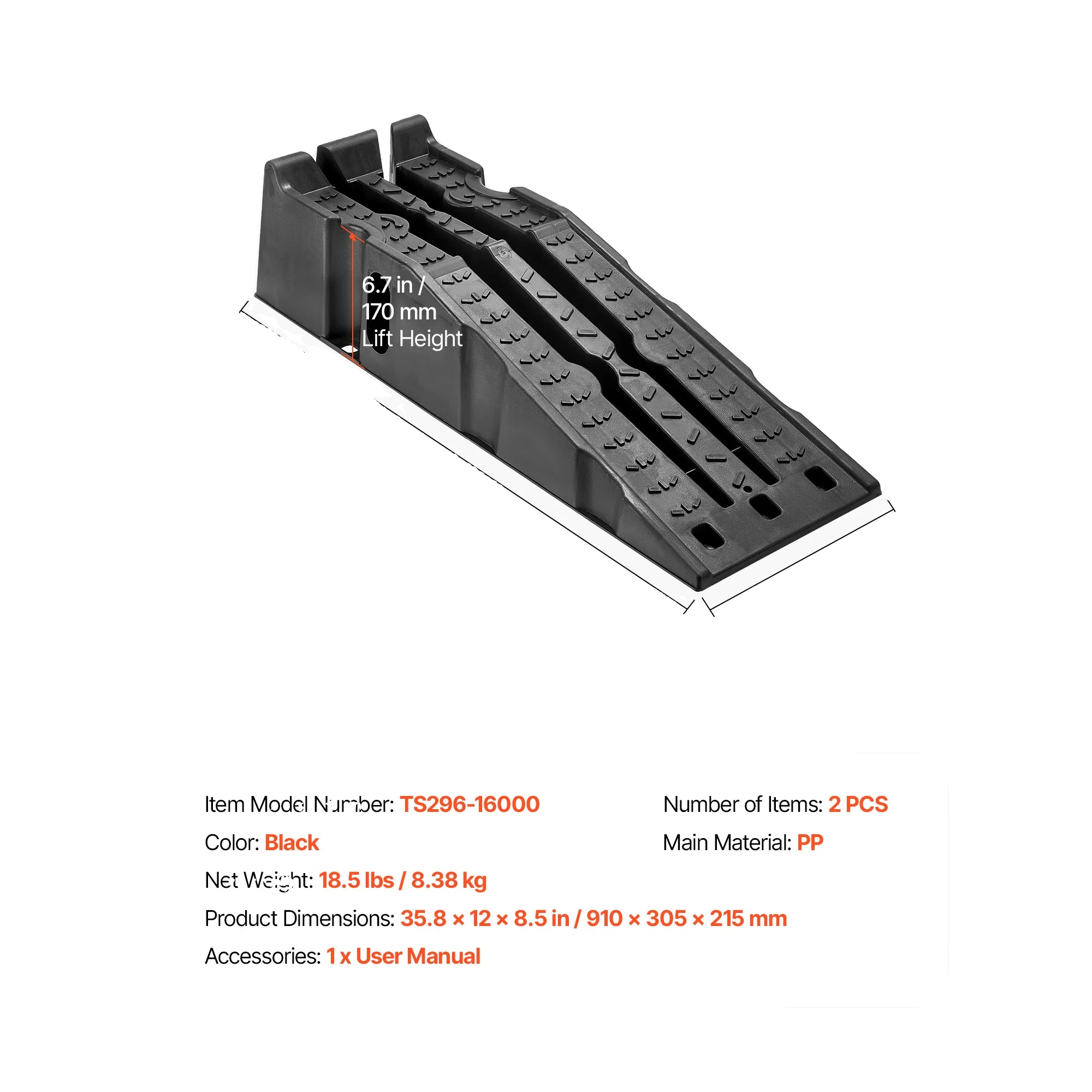 Auto Rampen, Schwerlast, Niedrigprofil-design, 6.6inch 2stück