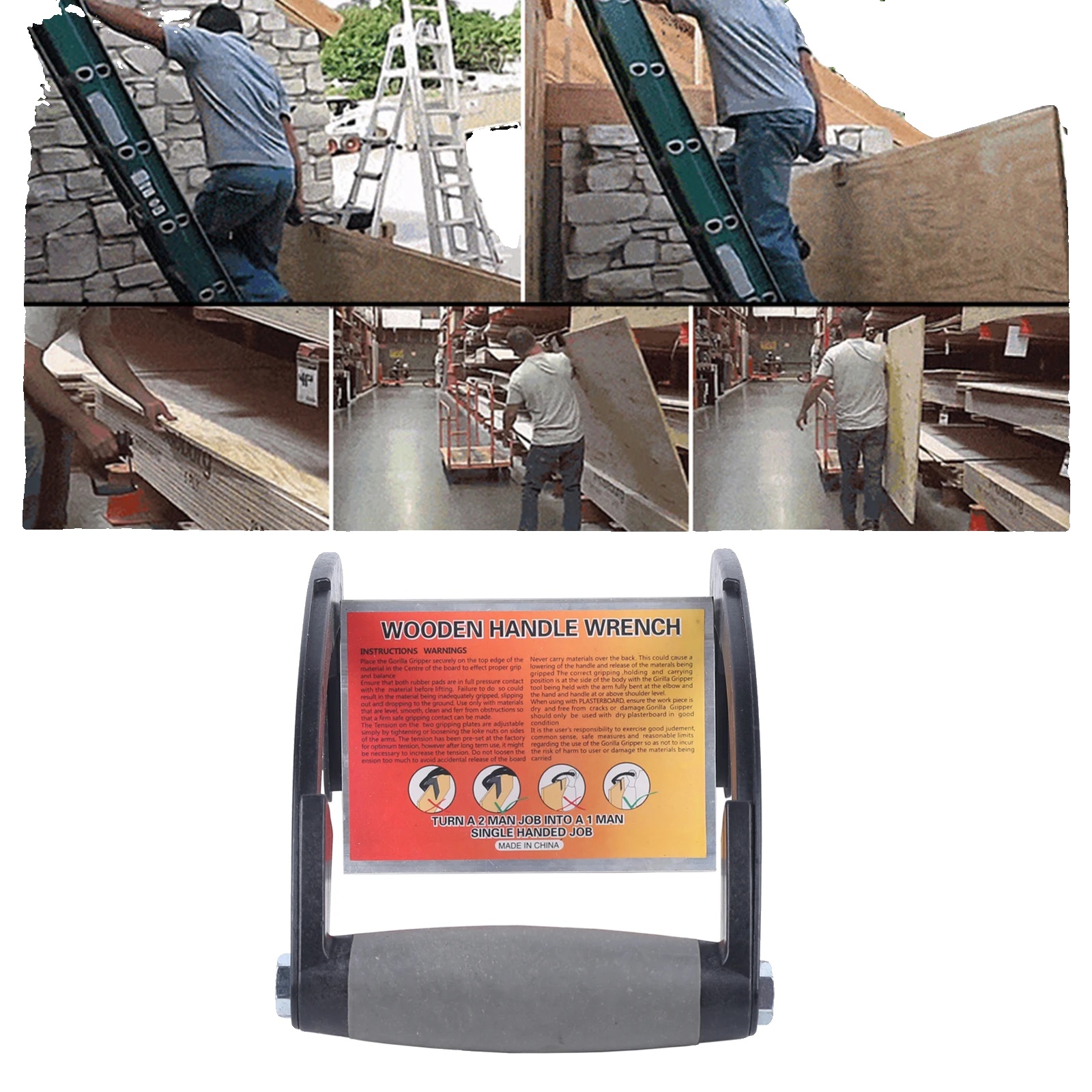 Panelträger, Aluminiumlegierungs-klemmplatte, Eisenhandgriff, Rutschfeste Pads, Maximale Tragfähigkeit 110,23 Lbs, Vielseitige Kompatibilität