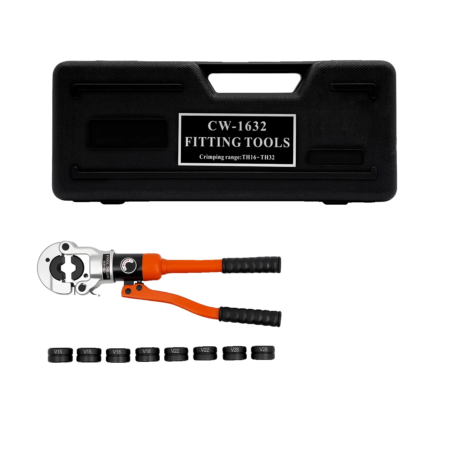 Hydraulische Crimpzange, Ergonomischer Griff, Robuste Leistung, Orange