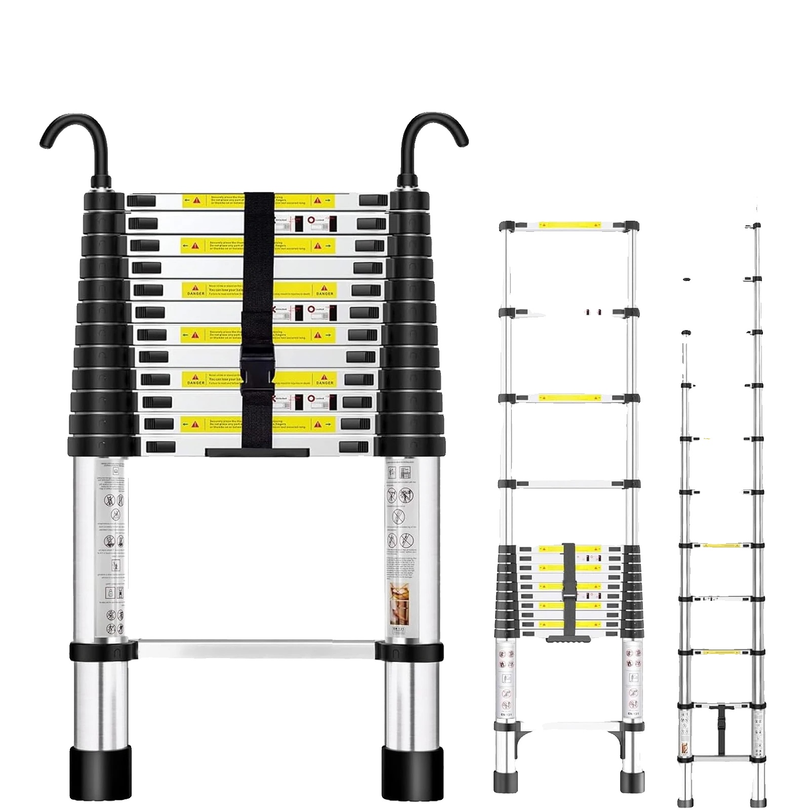 Teleskopleiter, Langlebiger Edelstahl, Maximale Belastung 150 Kg, 4.4m-leiter & Haken