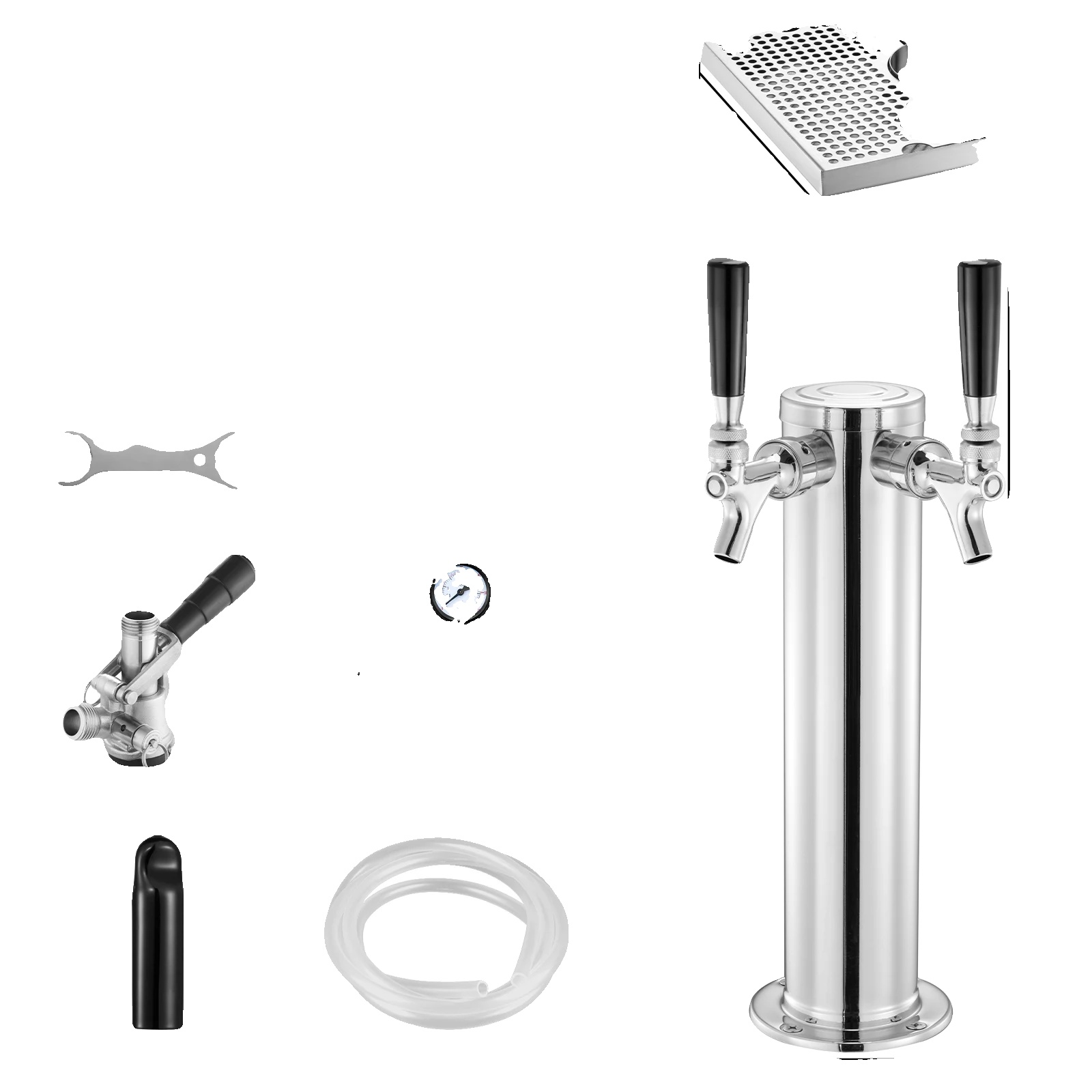 Kegerator Turm Kit, Edelstahl, Dual-manometer Regler, 1 Wasserhahn S Tropfschale