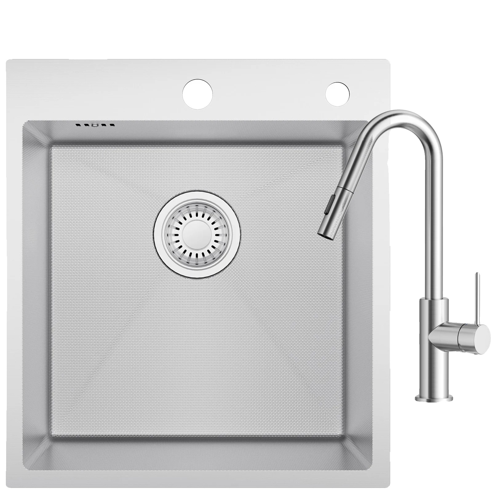 Küchenspüle, Edelstahl, Integrierter Wasserhahn, Helles Silber