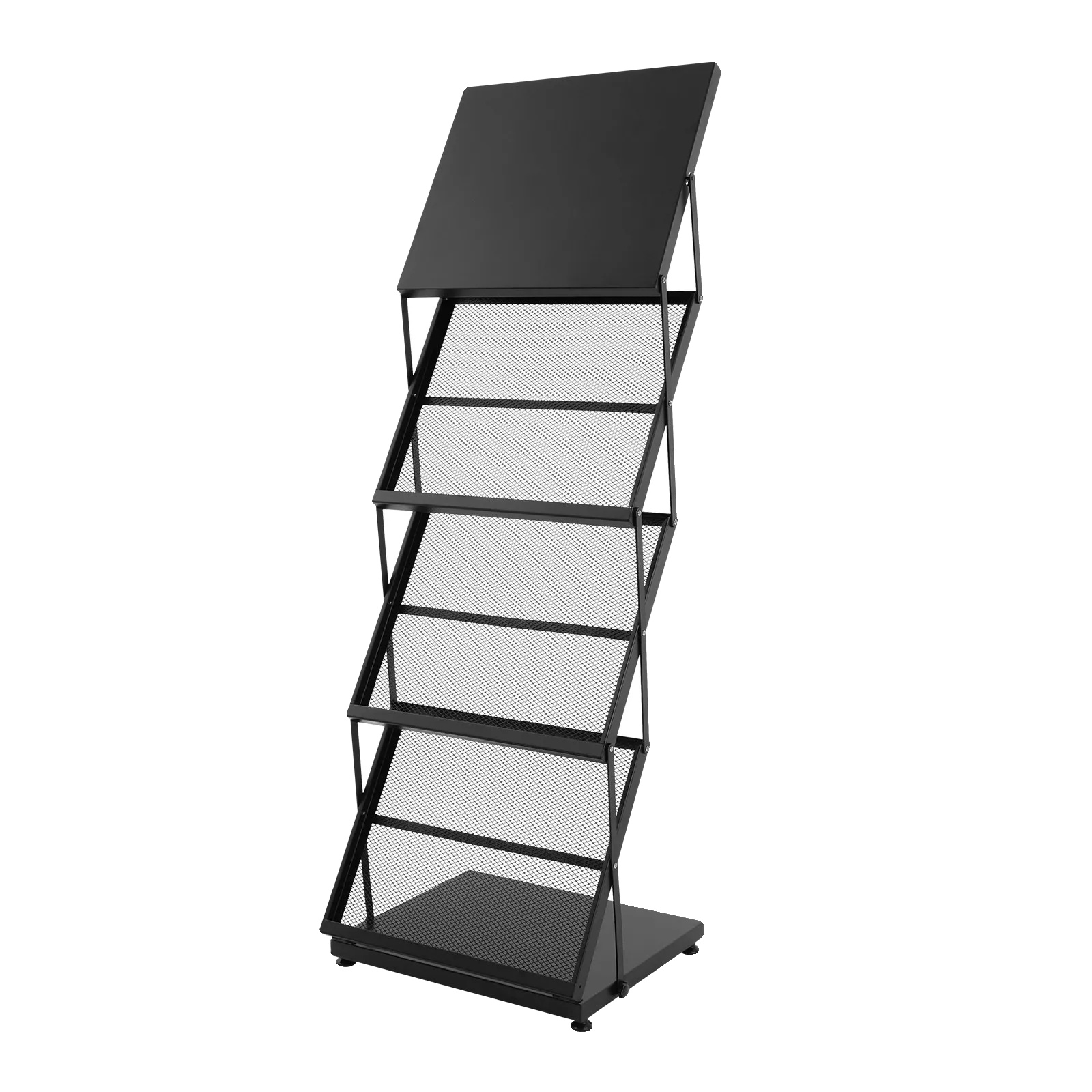 Broschüre Stand, Faltbares Design, Freistehender Komfort, Schwarz