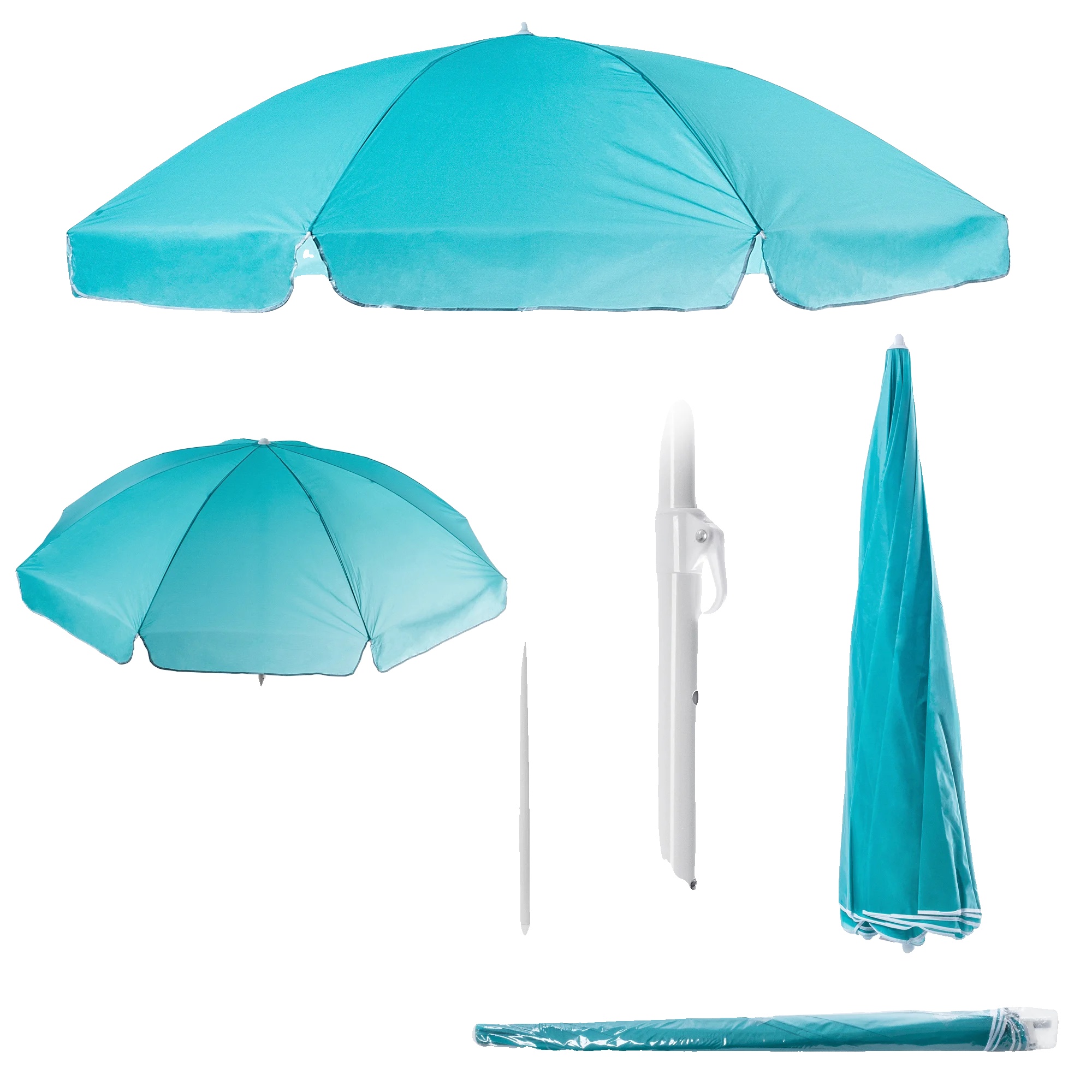 Gartenumbrella, Durchmesser 220 Cm, Holz- Und Polyester-material, Manuelles Einstellmechanismus, Uv-schutz, Leicht Zu Reinigen
