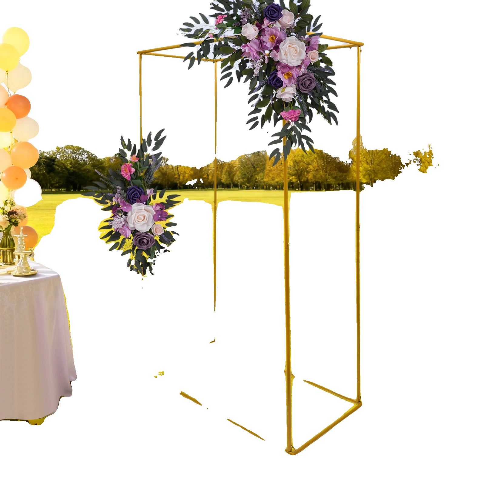 Hochzeitsstand, Robuster Stahlrahmen, Elegantes Hintergrunddesign, Gold