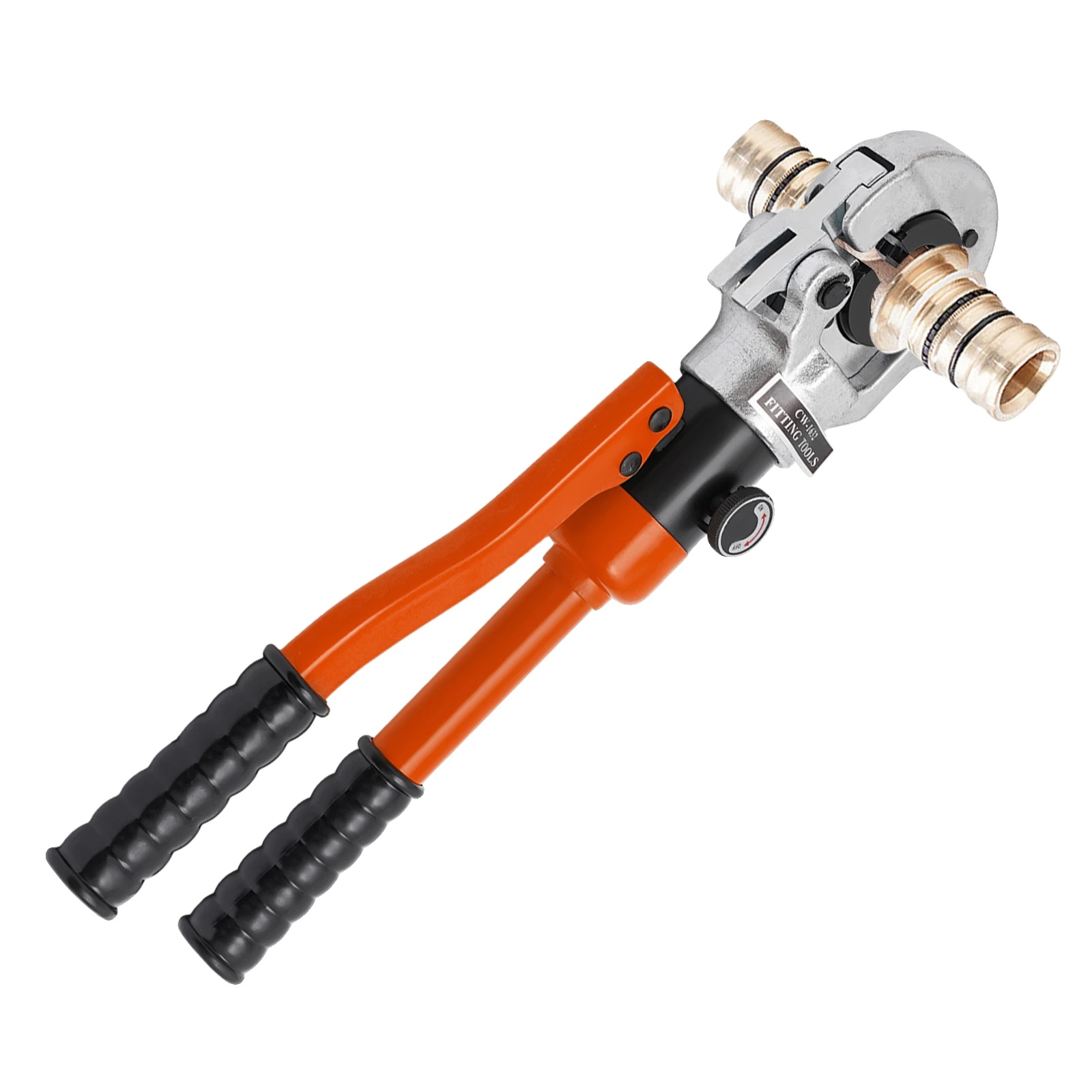 Hydraulische Crimpzange, Ergonomischer Griff, Vielseitiges Matrizenset, Orange