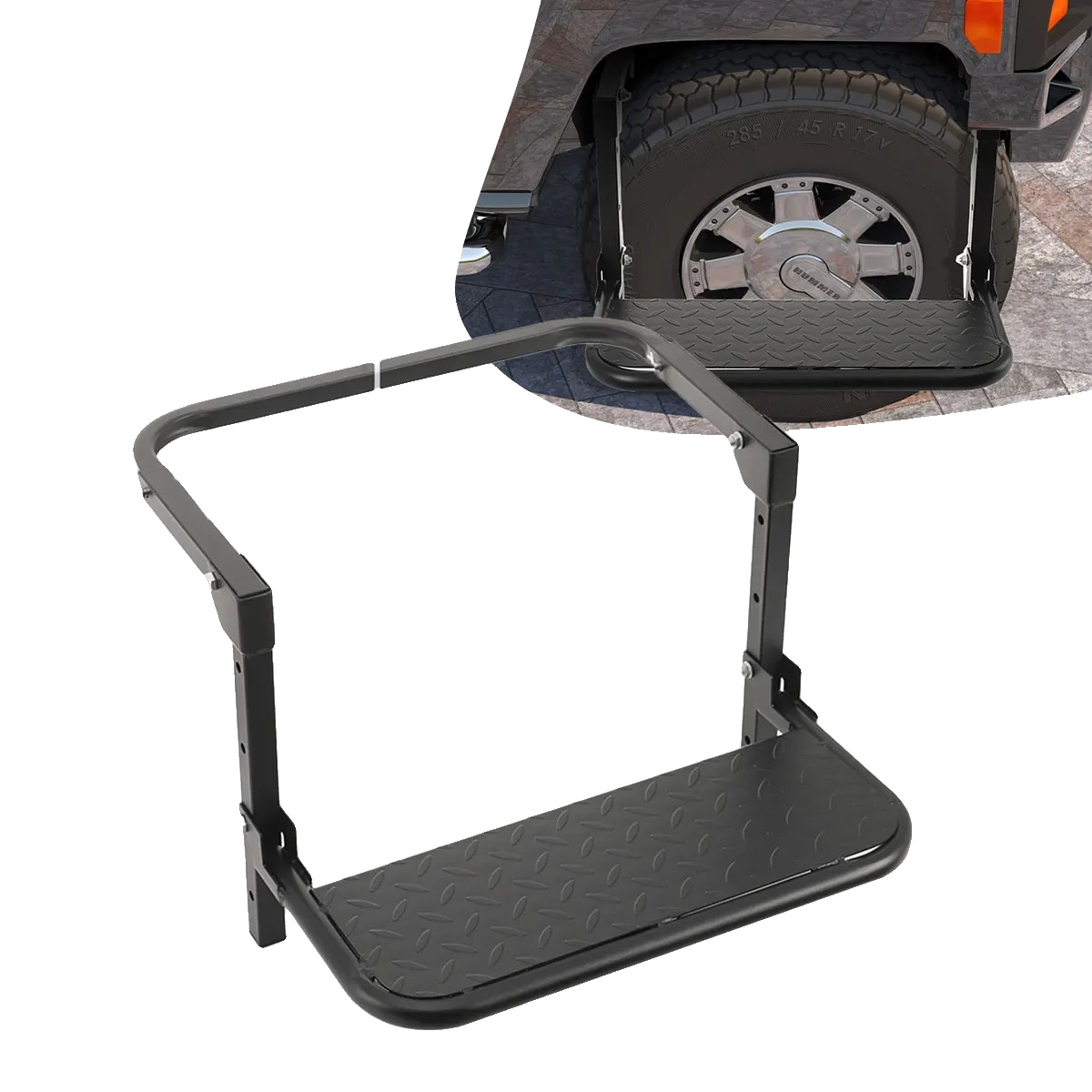 Autoreifen Schritt, Eisenkonstruktion, Fußstützenlänge 500 Mm, Fußstützenbreite 190 Mm, Kompatible Reifenbreite 270–380 Mm, Höhenverstellbar 3-stufen