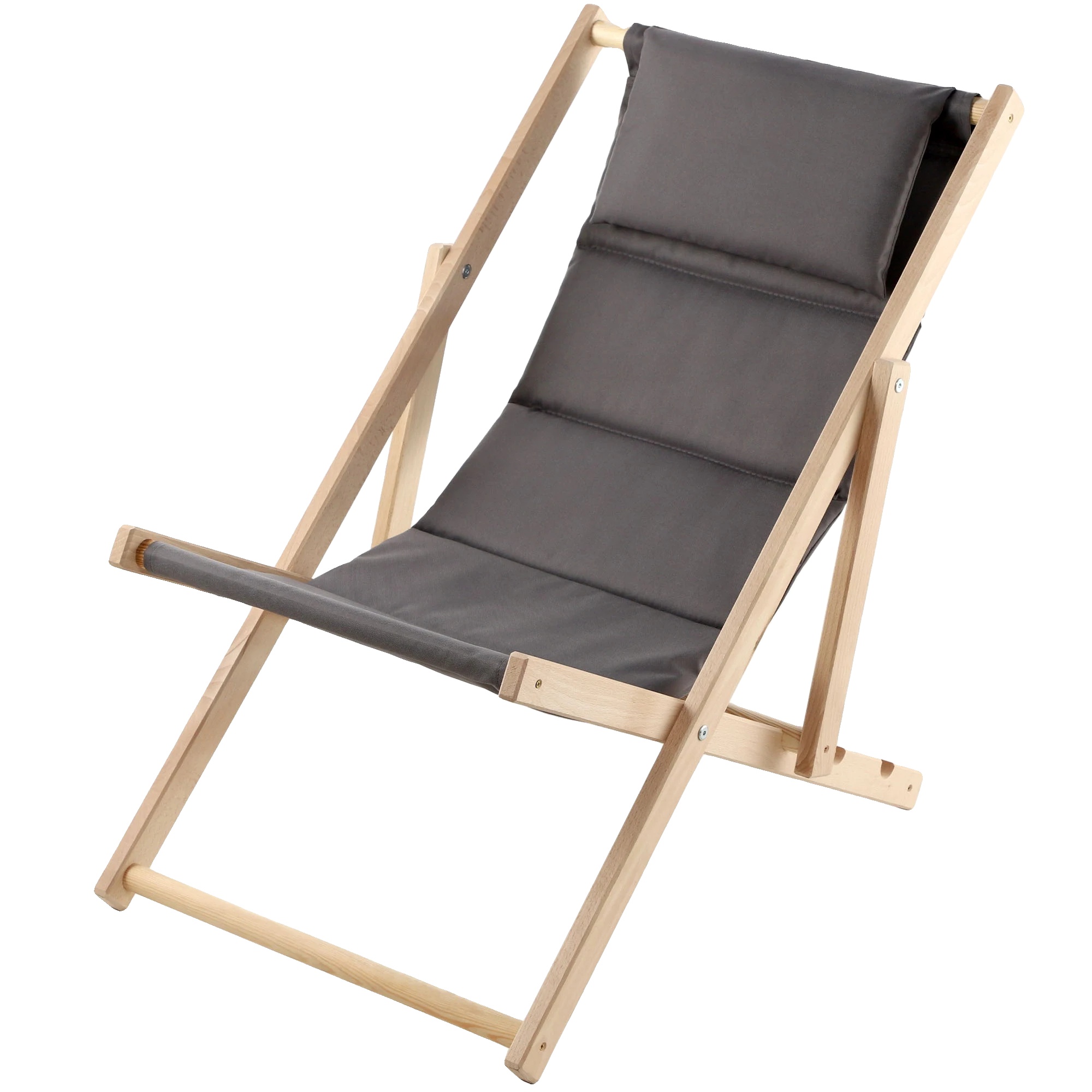 Strandliege, Massiv Buchenholz, Maximale Tragfähigkeit 120 Kg, Verstellbares Kopfteil Optional, Kompaktes Klappdesign, Erhältlich In 4 Farben