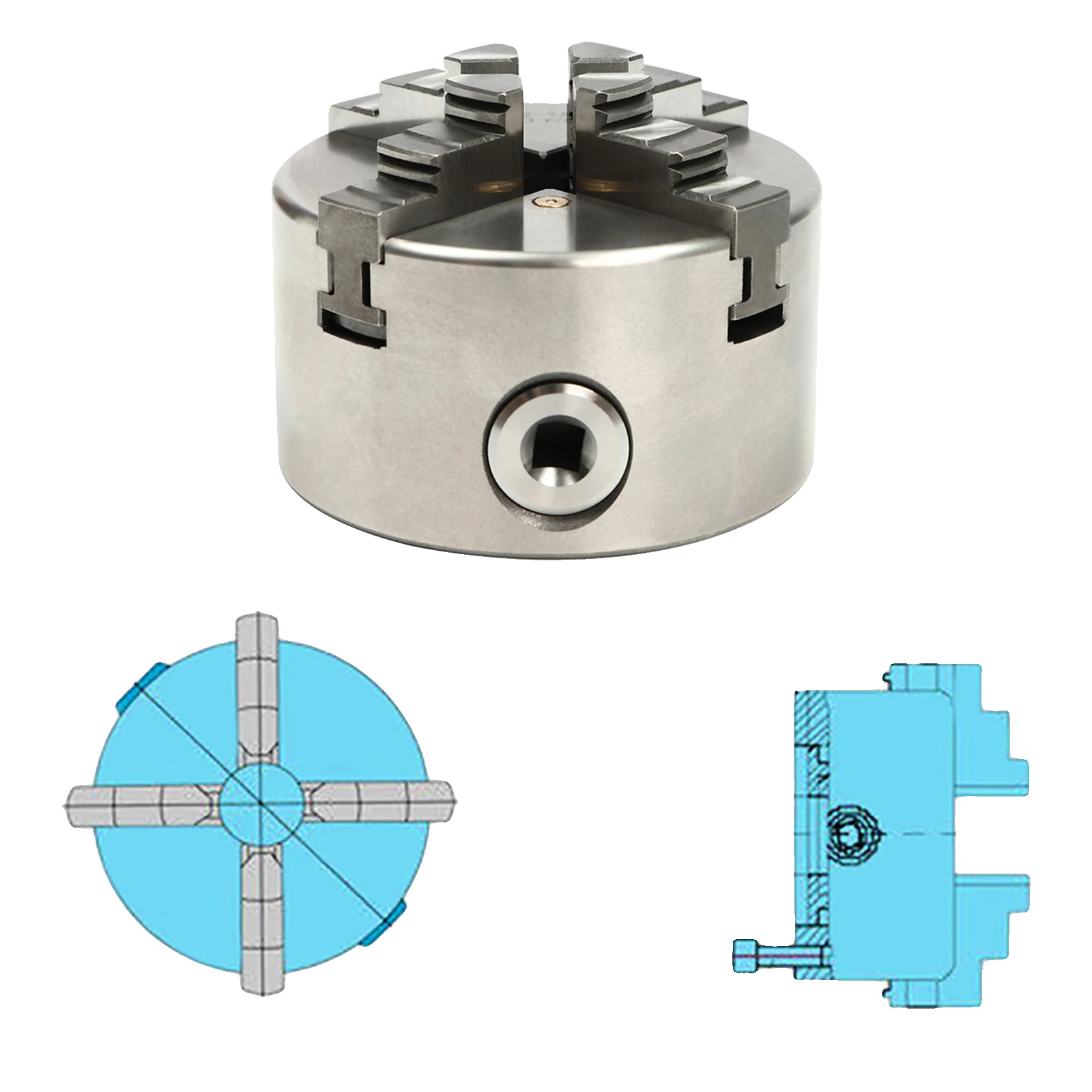 Drehfutter, Selbstzentrierender Mechanismus, Langlebige Konstruktion, Silber