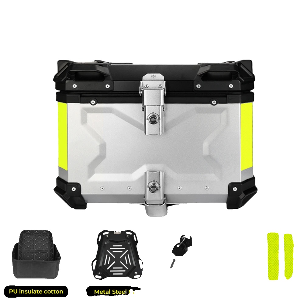 Motorrad Topcase, Wasserdicht, Abschließbare Sicherheit, 55l X Silber