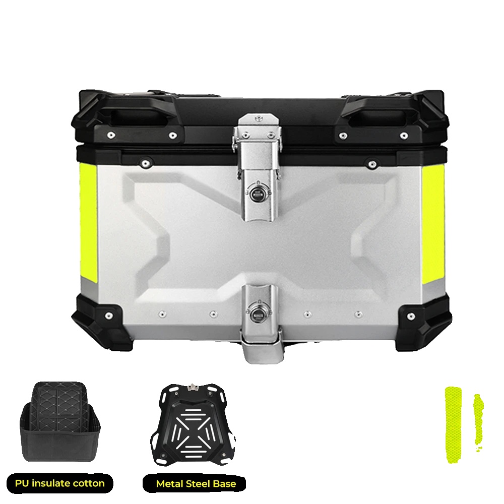 Motorrad Topcase, Wasserdicht, Abschließbare Sicherheit, 65l X Silber