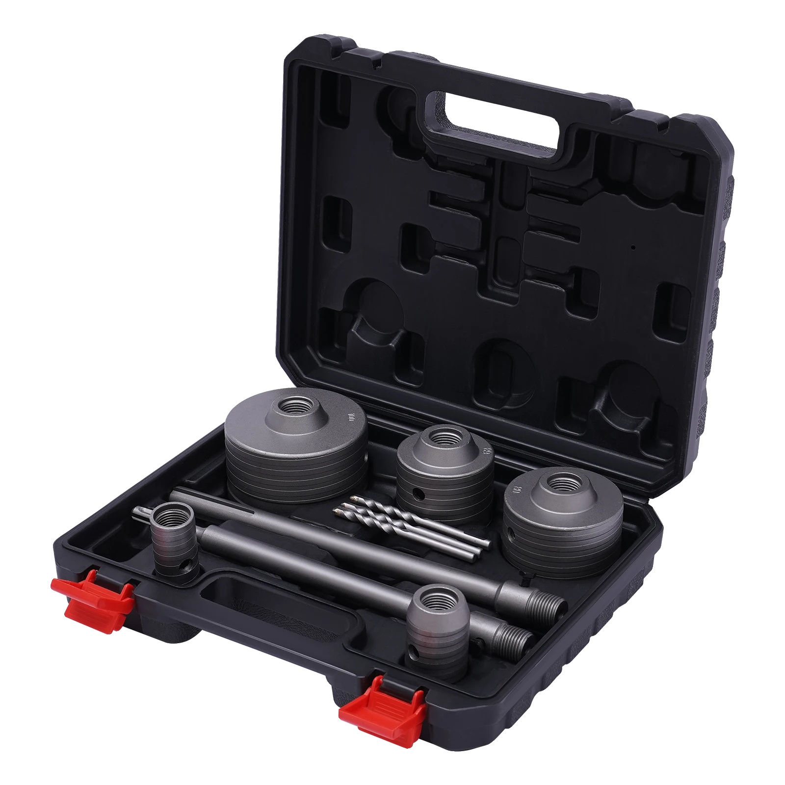 Betonbohrer Set, 9 Teile, Hochkohlenstoffstahl, Silber