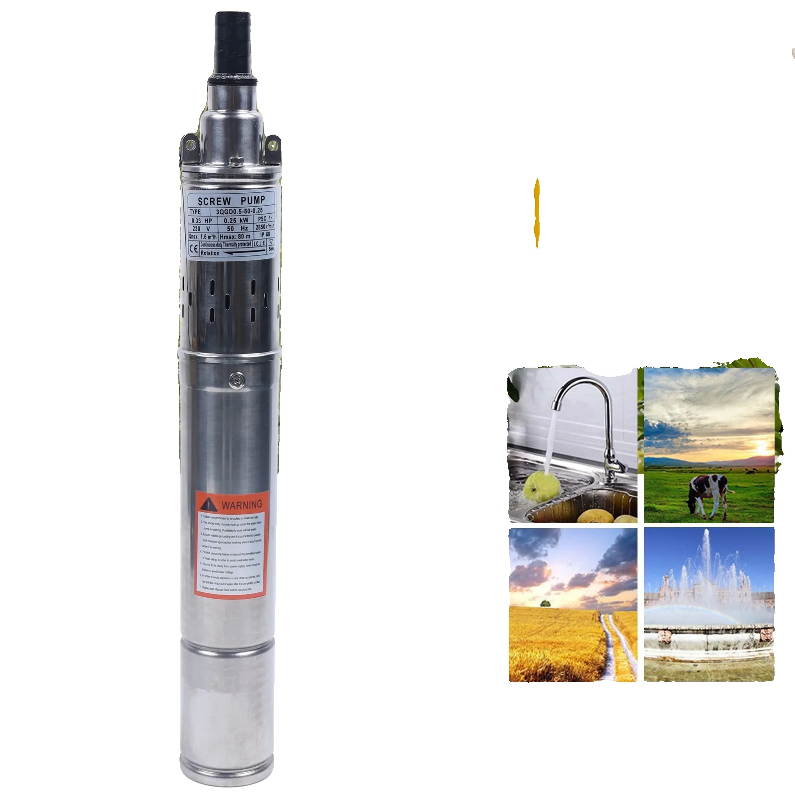 Tauchwasserpumpe, Hohe Effizienz, Langlebige Konstruktion, 220v, Eu