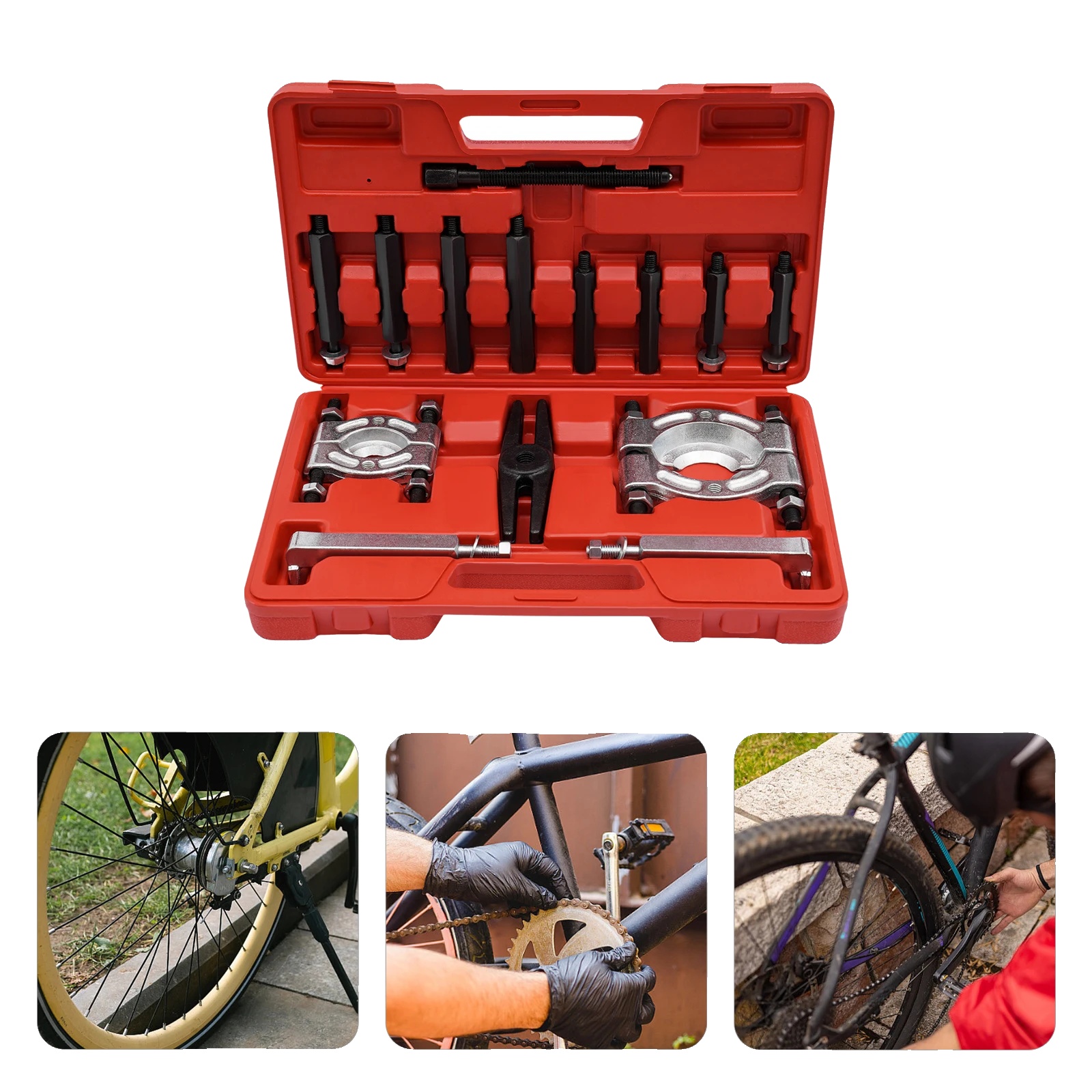 Lagerabzieher Set, 45 Kohlenstoffstahl, Werkzeugkasten Größe 39237cm, Verpackungsgröße 41259cm, Bruttogewicht 5,5kg, Anwendbares Lager 30-95mm
