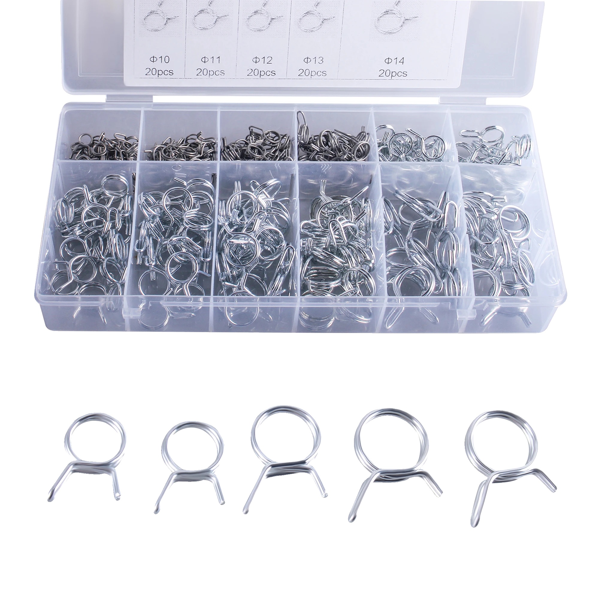 Schlauchfedern, Edelstahl, Größenbereich: 5mm Bis 14mm, Menge: 250 Stück, Geeignet Für Verschiedene Schläuche, Einfache Installation