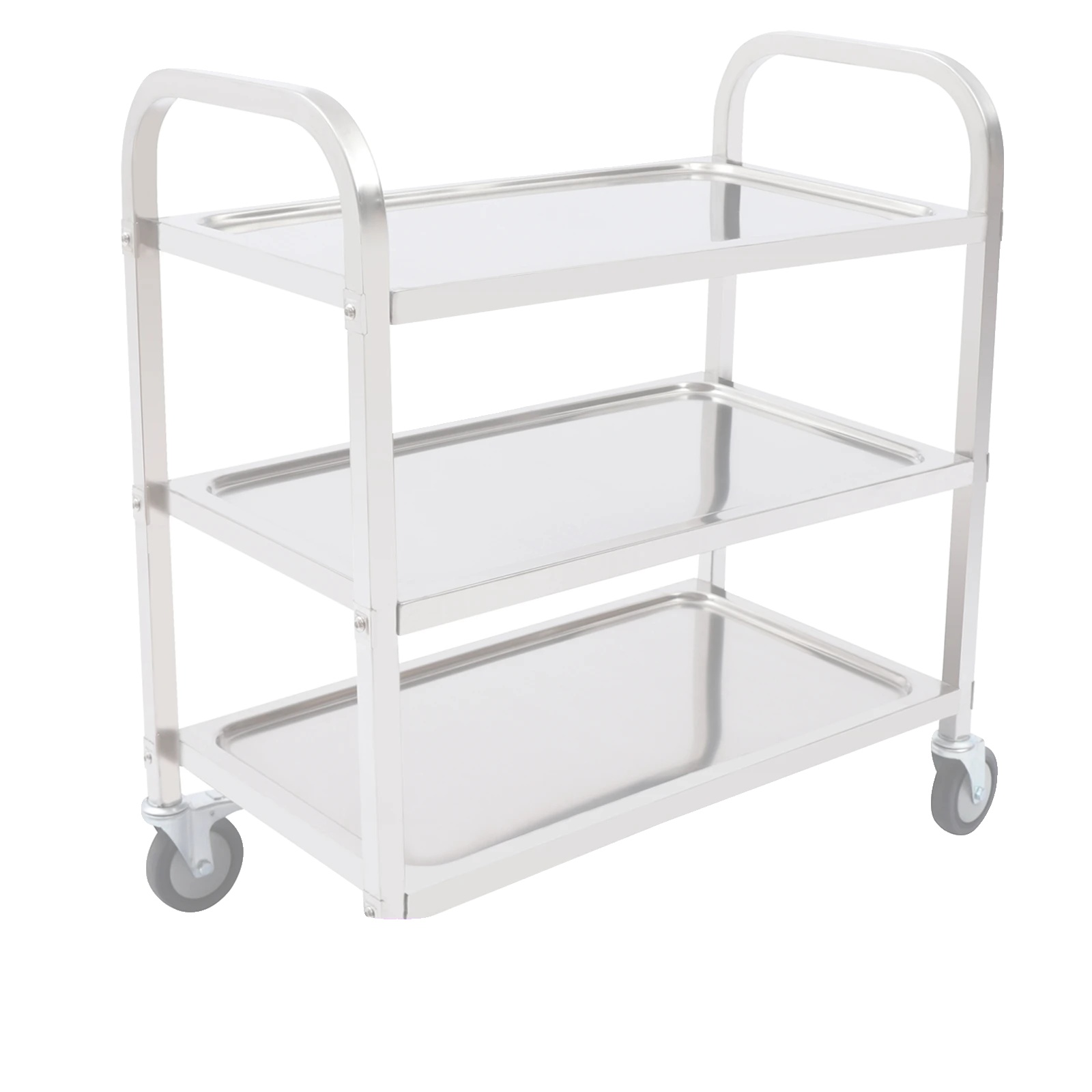 Servierwagen, 201 Edelstahl, 754083,5 Cm, 20 Kg Tragfähigkeit Pro Ebene, 3 Ebenen, Rechteckig