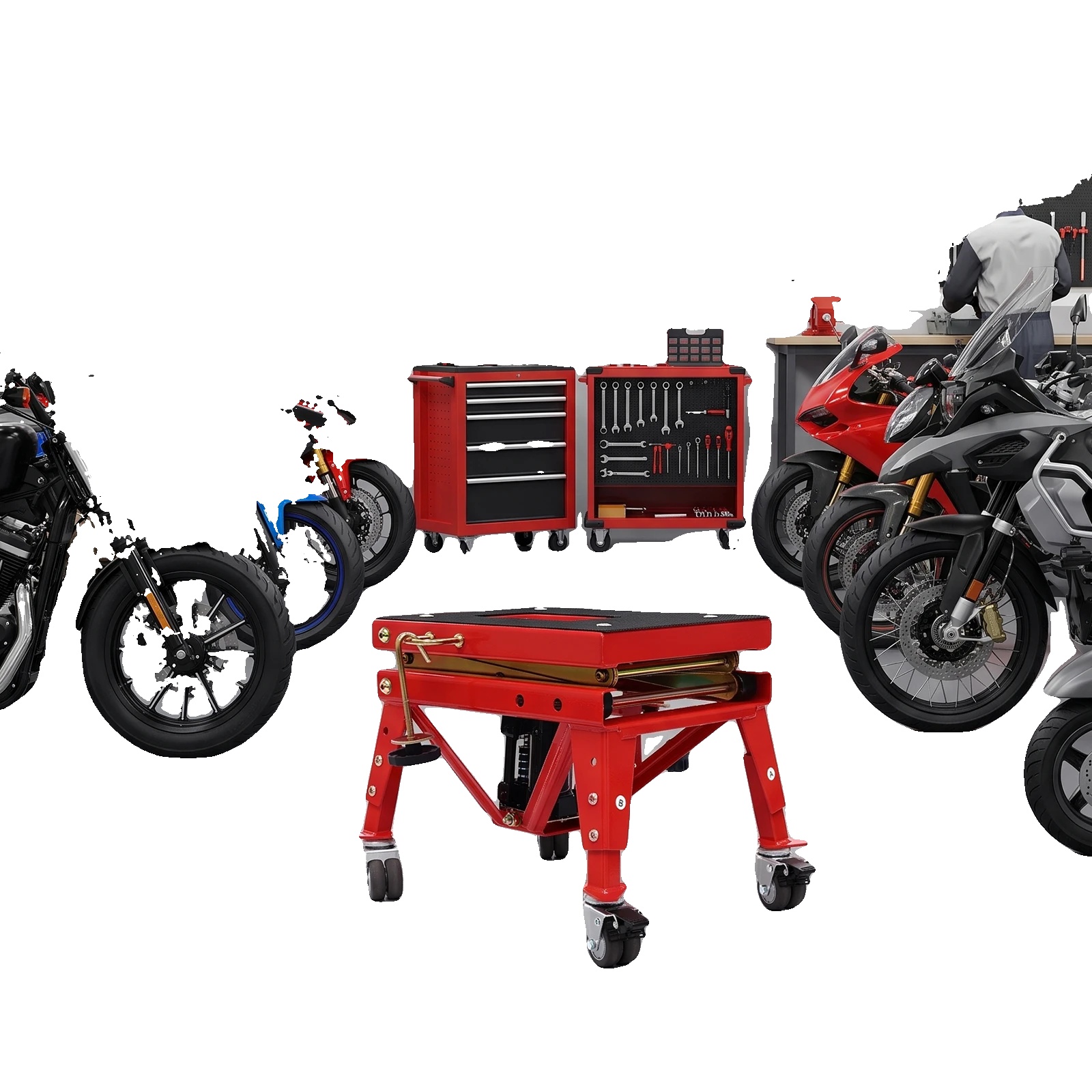 Motorradhebebühne, Tragfähigkeit 160kg, Höhenverstellbar 30,5-80cm, Plattformgröße 38x28,7cm, Grundgröße 46x37cm, Nettogewicht 17kg