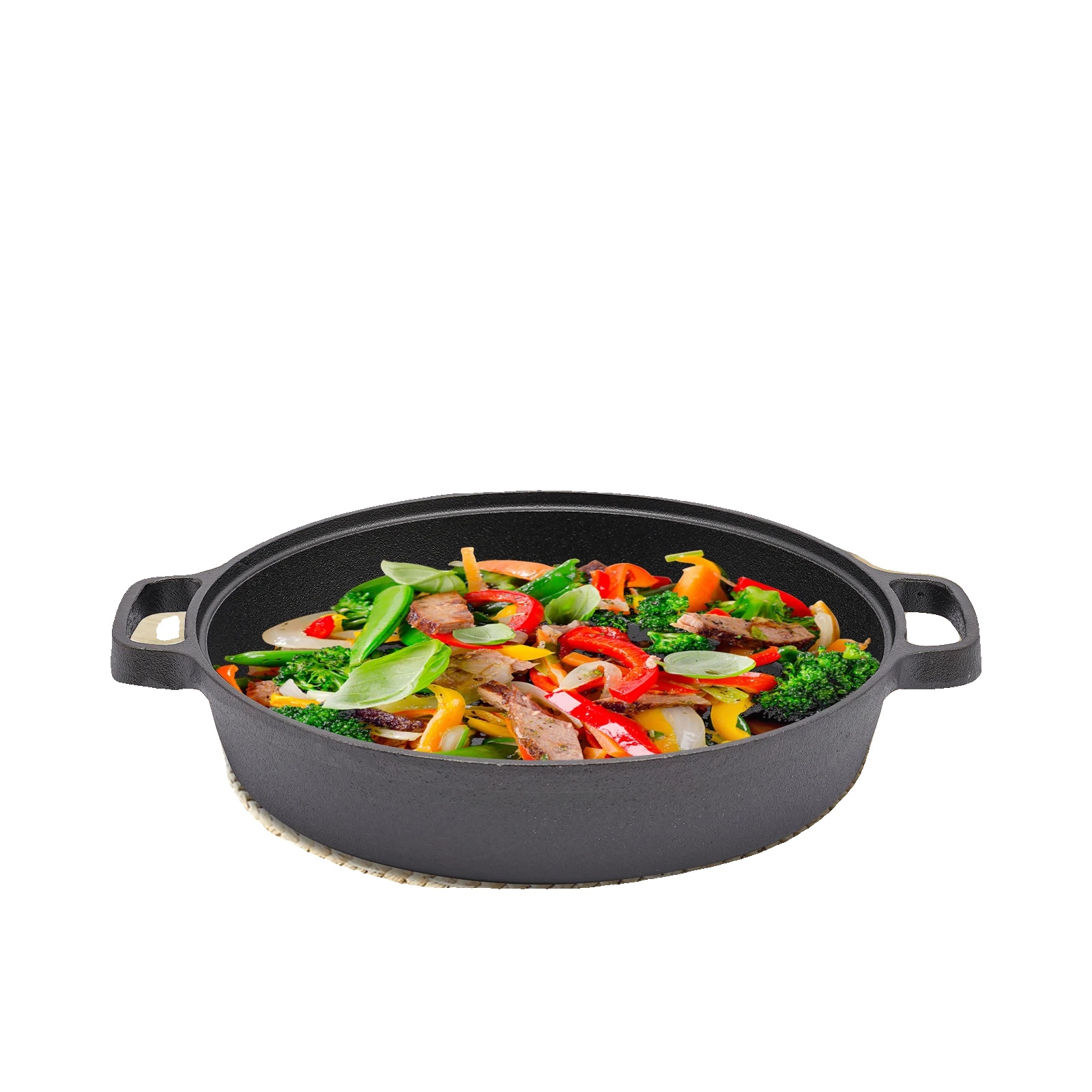 Gusseisen Topf, 25 Cm Durchmesser, 2,5 Kg Gewicht, Bis Zu 260°c Hitzebeständigkeit, Doppelte Griffe, Flacher Boden