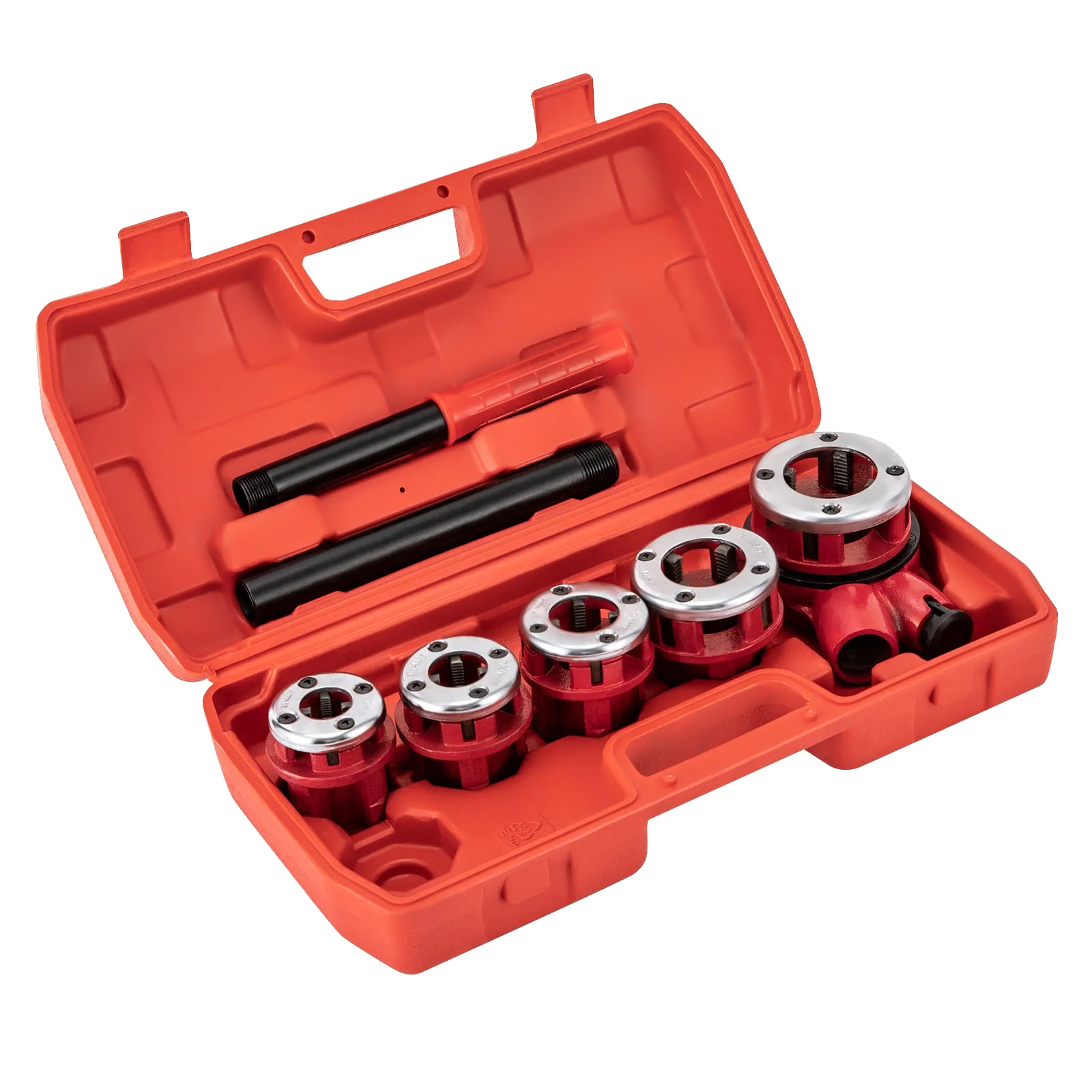 Rohrgewinde-set, Hochwertiger Kohlenstoffstahl, Fünf Gewindeschneider, Rot