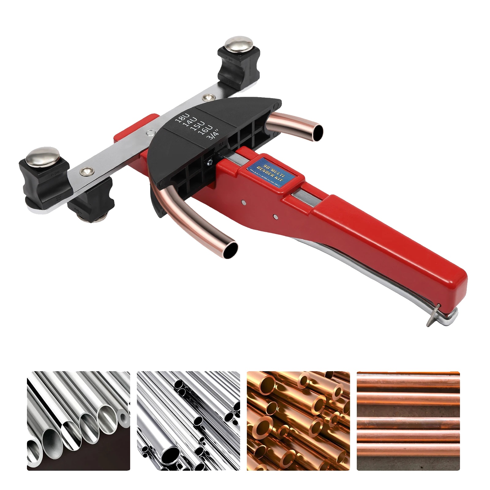 Manueller Rohrbieger, Nylon- Und Stahlkonstruktion, Maximaler Biegewinkel Von 90°, Kompatibler Rohrdurchmesser 1/4 Bis 7/8 Zoll, 7 Biegeköpfe, 2