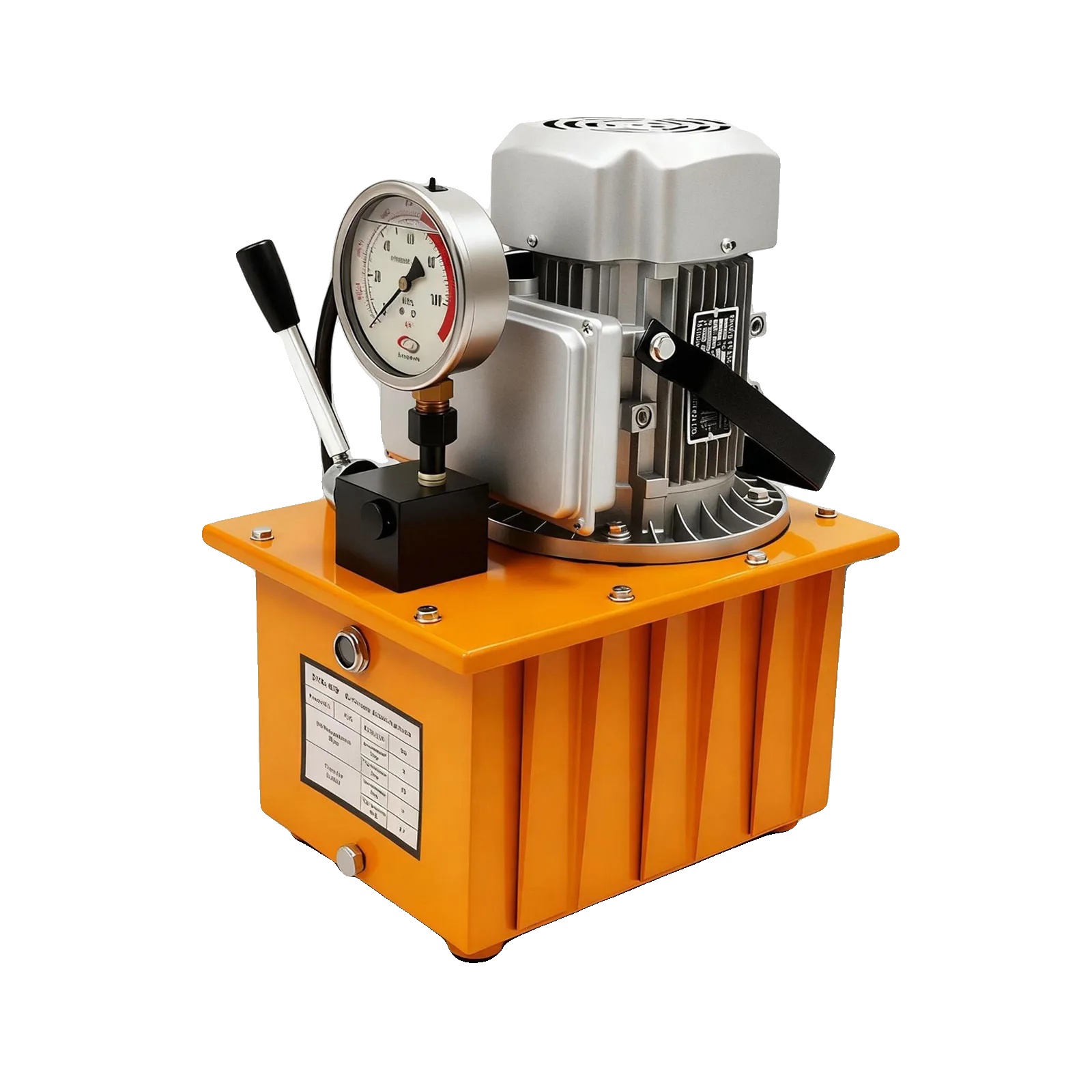Elektrische Hydraulikpumpe, Hochdruckbetrieb, Robuste Stahlkonstruktion, Orange