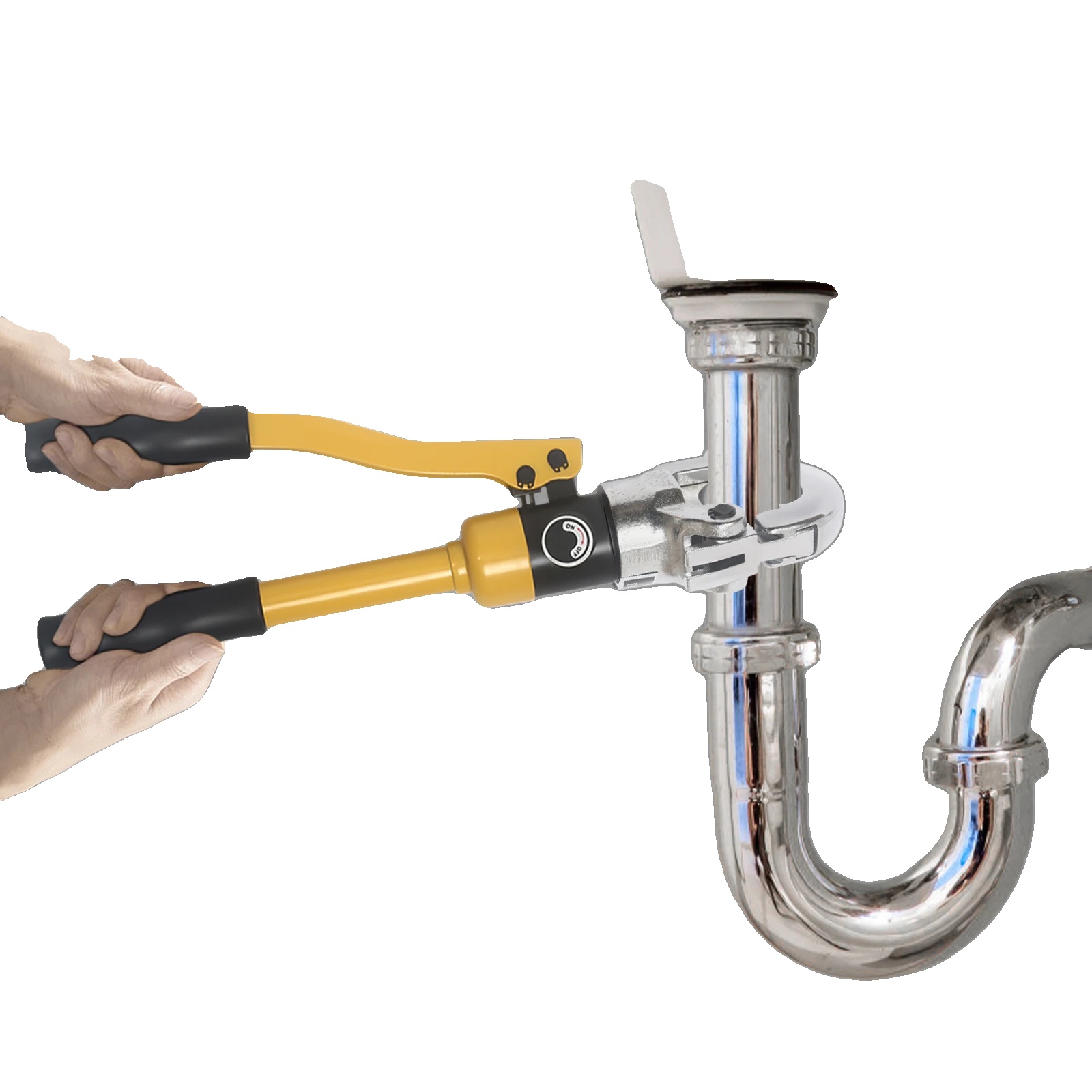 Hydraulische Crimpzange, Ergonomischer Griff, Vielseitige Rohrkompatibilität, Gelb