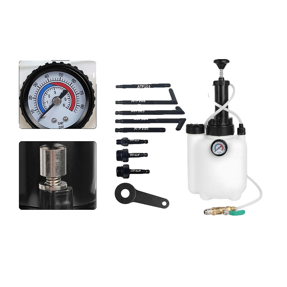 Manuelles Getriebeölfüllsystem, 3 Liter Kapazität, 0-85 Psi Druckanzeige, Enthält 8 Adapter, Robuste Konstruktion, Benutzerfreundliches Design