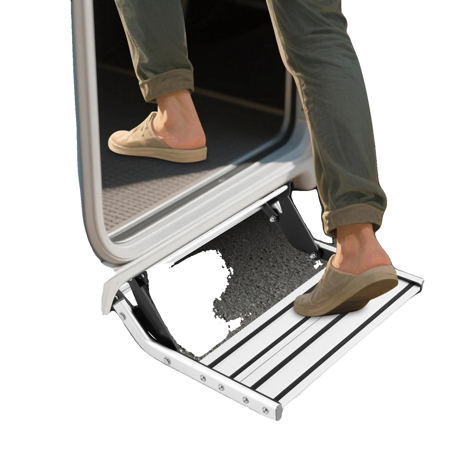 Aluminium Wohnmobil-stufe, Faltbares Design, Hohe Tragfähigkeit, Silber