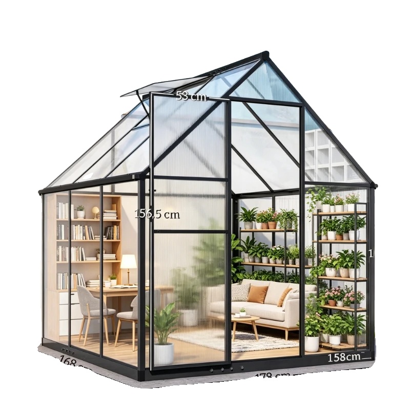 Außen-gewächshaus, Rostfreier Aluminiumrahmen, Uv-polycarbonatverglasung, 2 M Höhe, 2,4 M Breite, 3,7 M Länge
