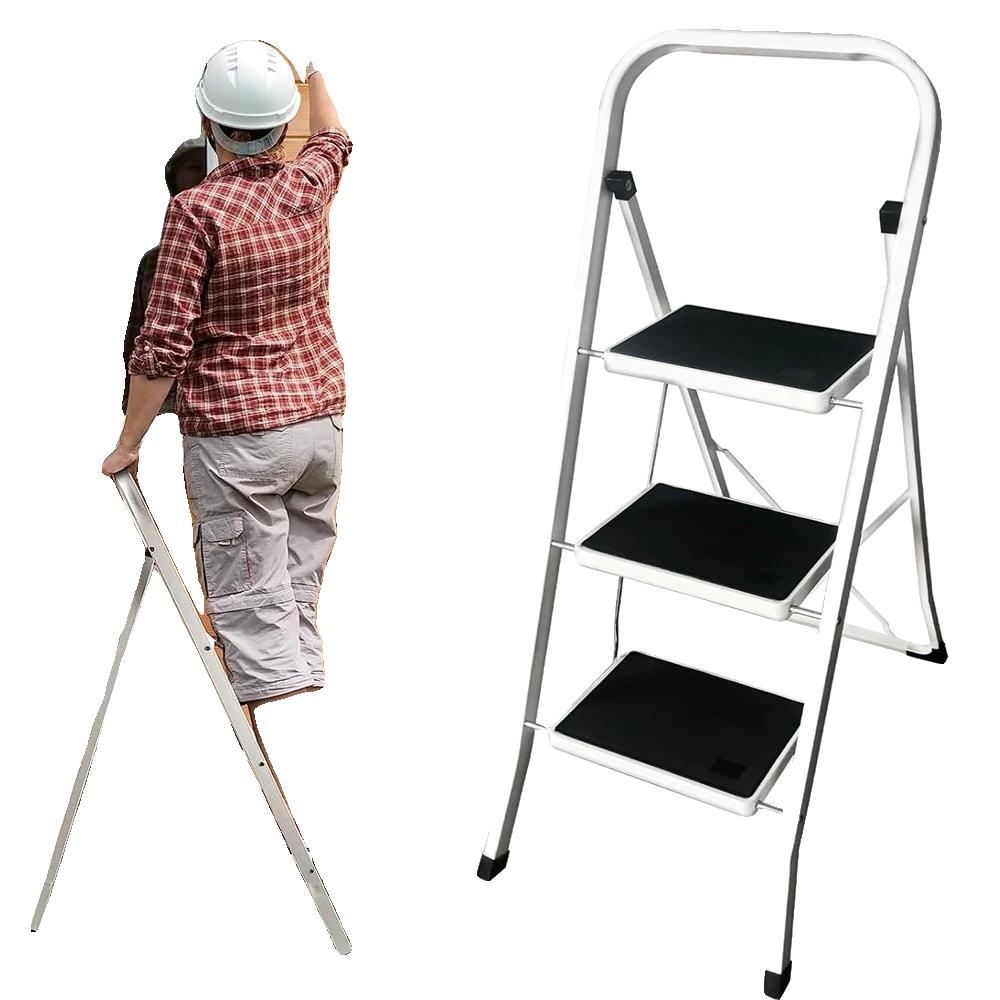 3-stufen-leiter, Faltbares Design, Rutschfeste Sicherheitsmerkmale, 3-stufen-leiter