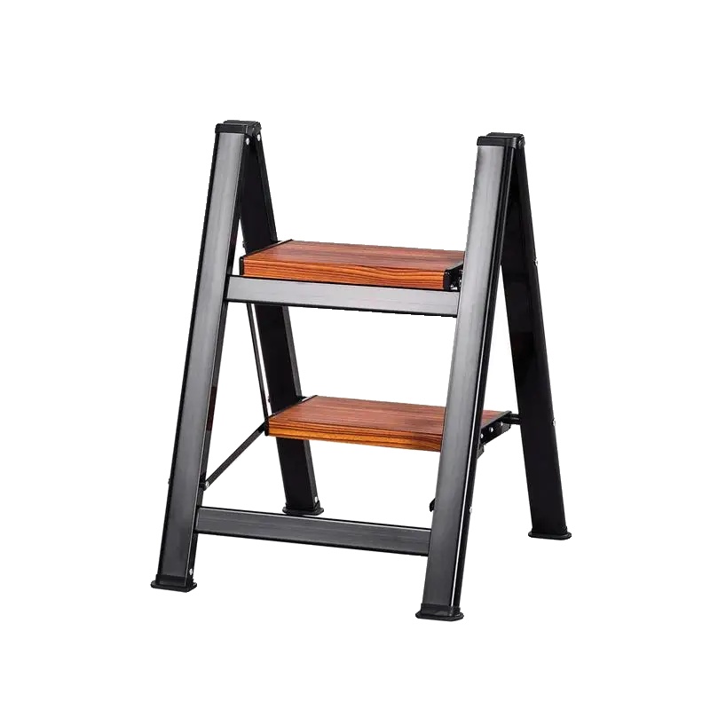 2-stufen-leiter, Leichtes Aluminium, Rutschfeste Stufen, Schwarz