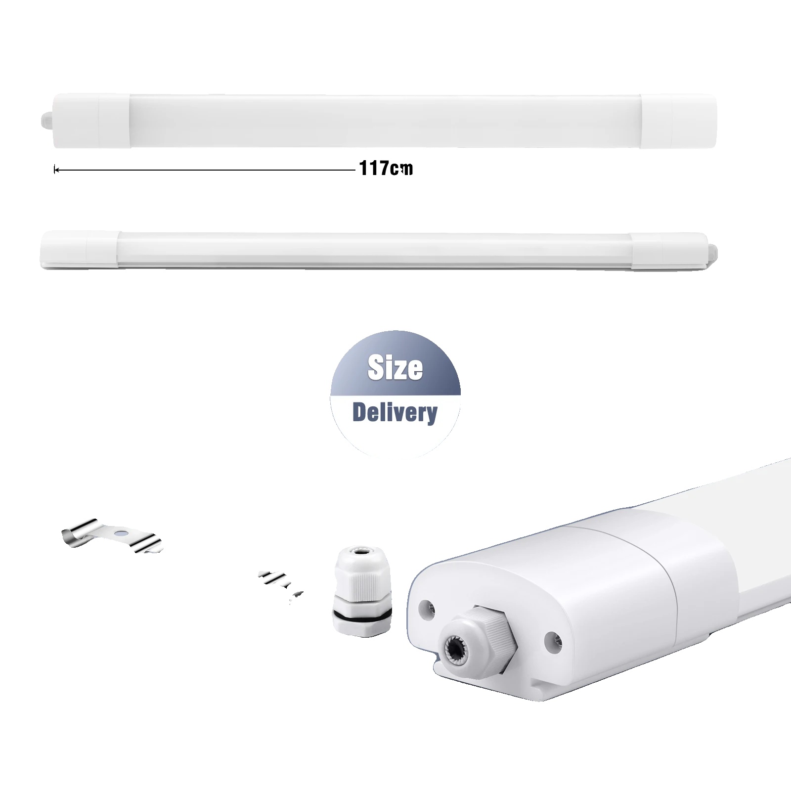 Led Feuchtraumleuchte, Vernetzbares Design, Energieeffizient, 36w(120cm), Neutrales Licht, Weiss
