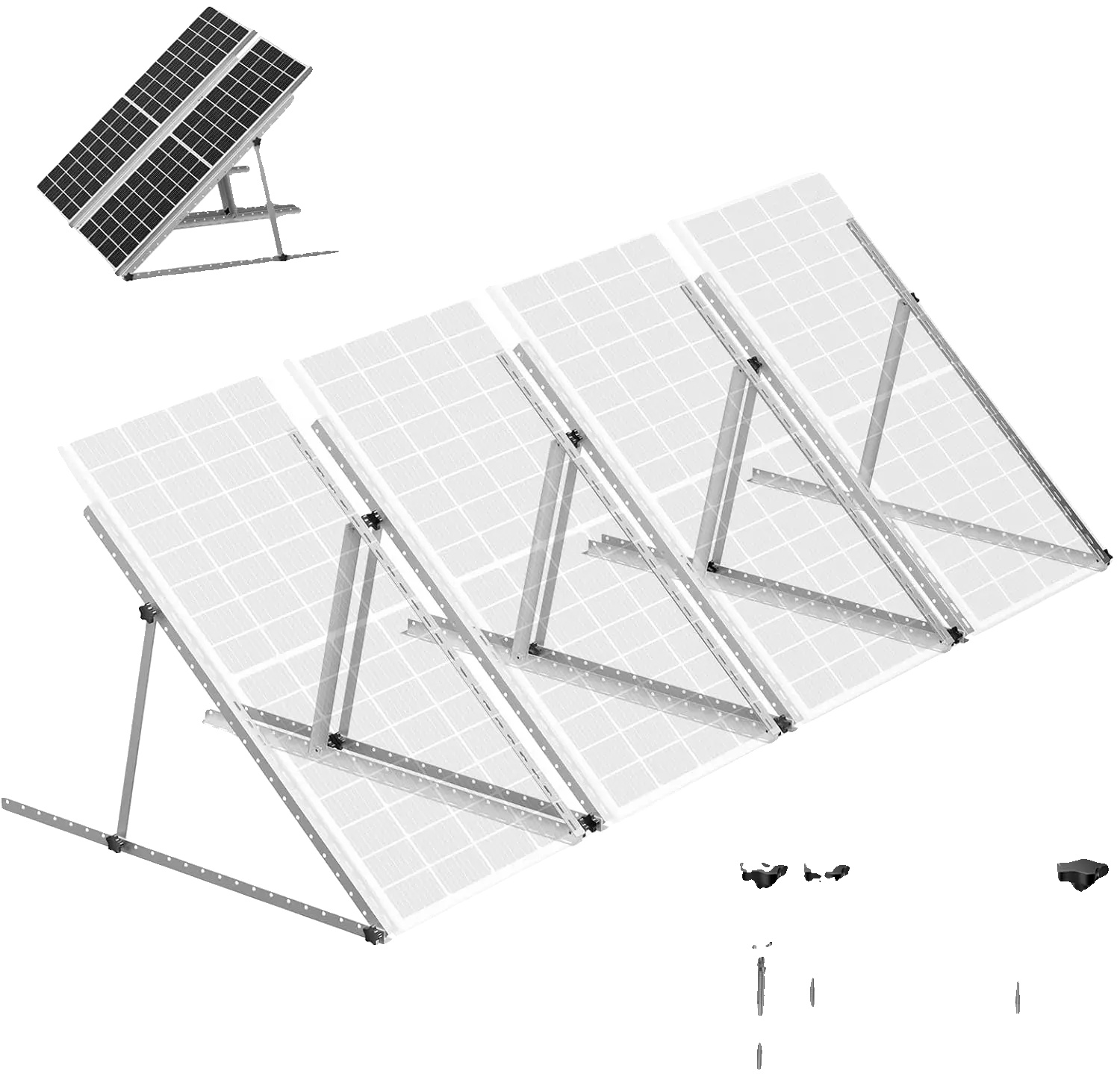 Solarmodulhalterungen, Verstellbarer Winkel, Langlebige Aluminiumkonstruktion, 45 In 4 Sets