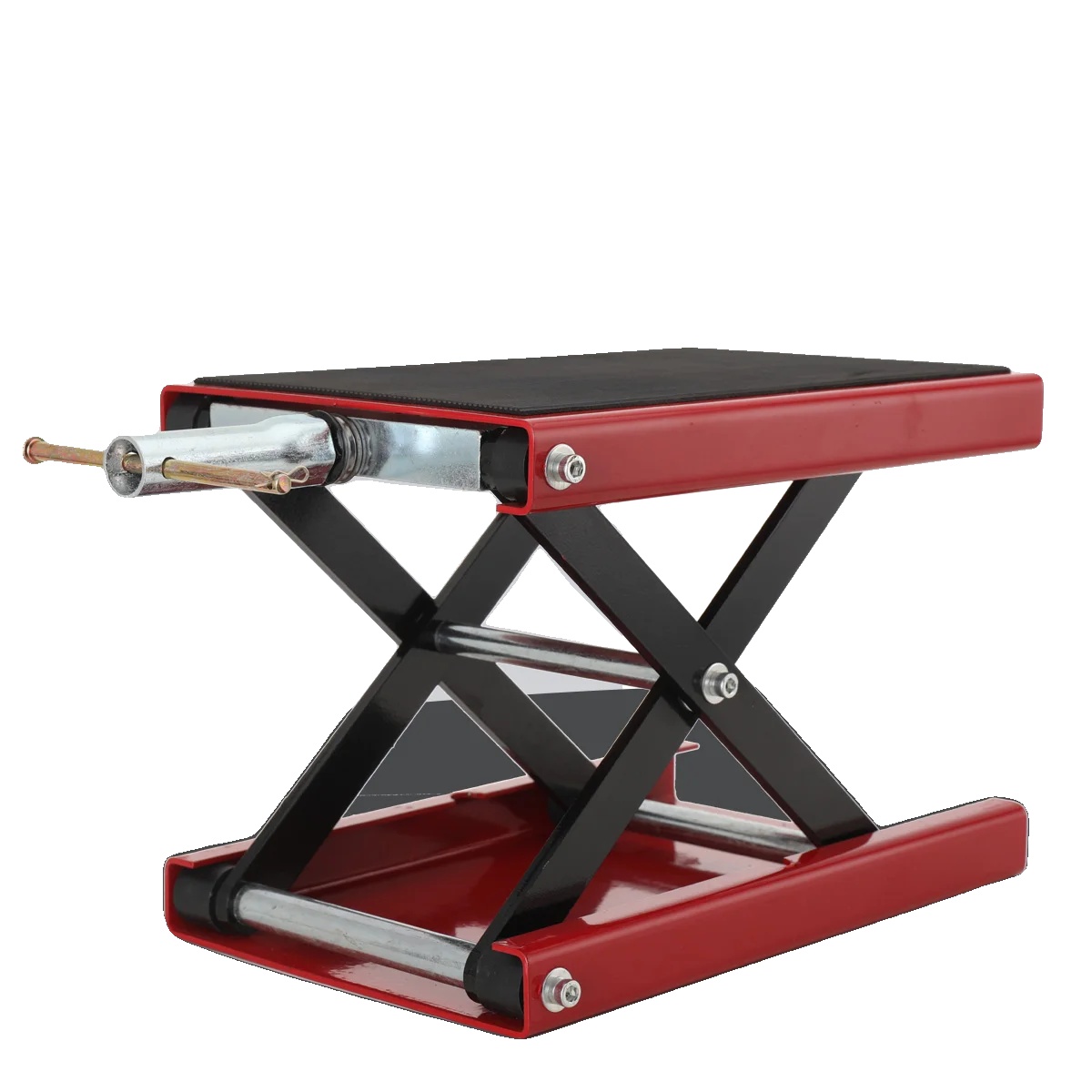 Motorradhebebühne, Schwerlaststahl, Hubhöhe 3,7"-13,8", Tragfähigkeit 1100 Lbs, Abmessungen 84,5"x28,5", Sicherheitsstift Mit Verriegelung