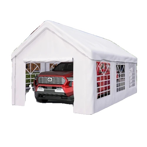 Carport Zelt Garage, 3m X 6m, Pulverbeschichteter Stahlrahmen, Reißfestes 380n Material, Ganzjährige Wetterbeständigkeit, Verbesserte Belüftung Mit