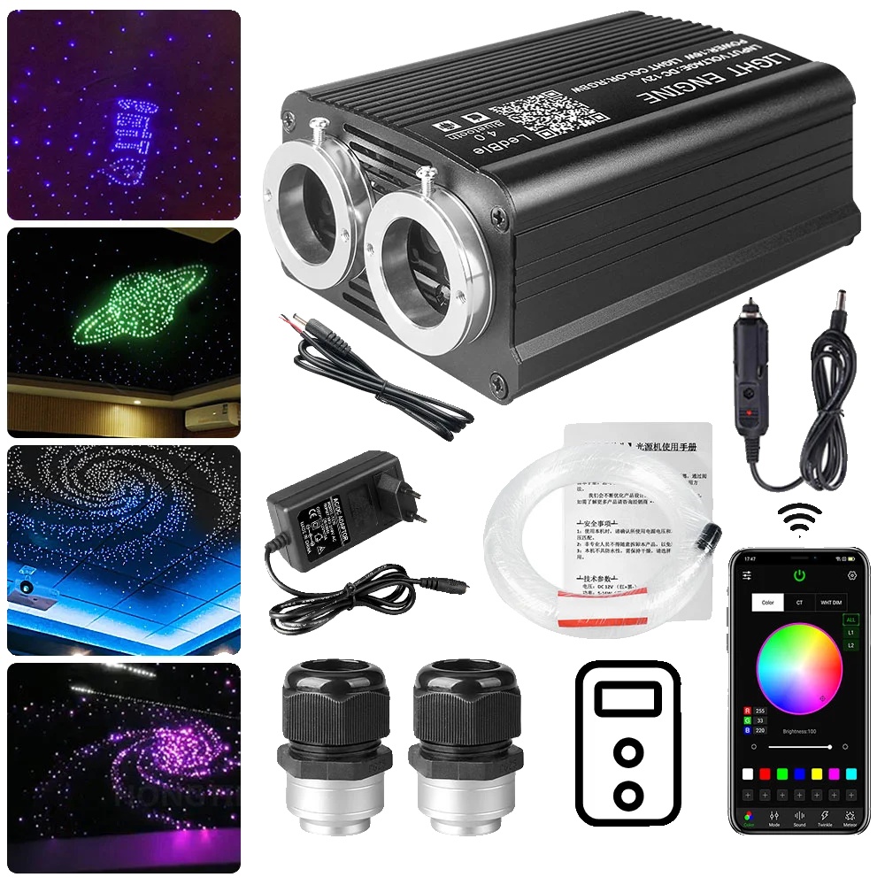 Faseroptische Sternenhimmel-deckenleuchte, Bluetooth-steuerung, Musik-synchronisationsfunktion, Doubleh-1000stück-3m