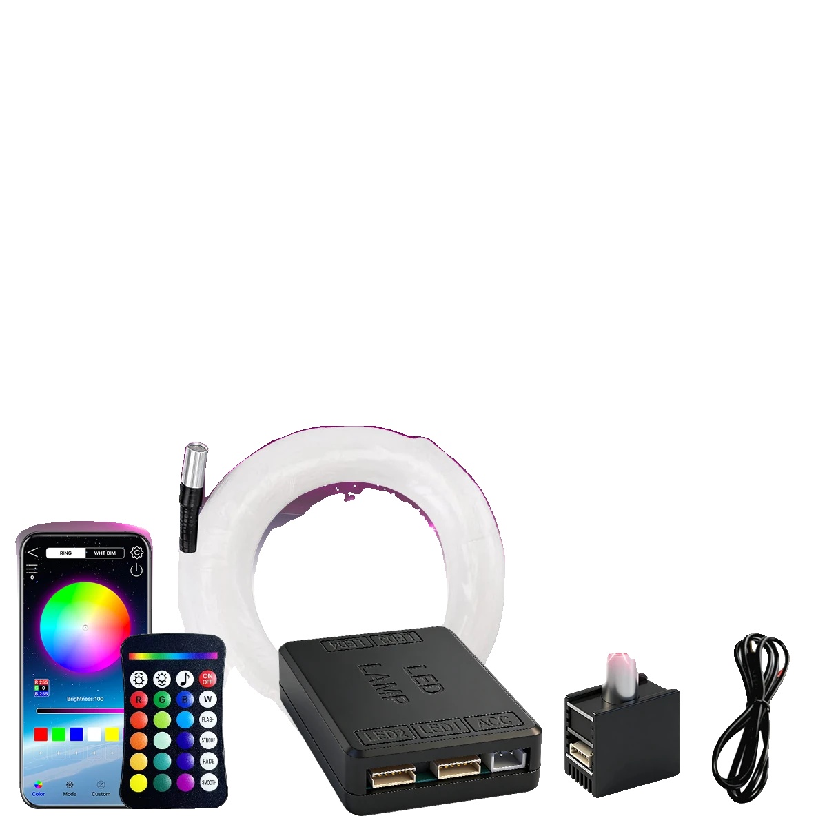 Lichtleitfaser, App-steuerung, Anpassbare Beleuchtung, Rgbw, 300 Stück 0,5 Mm 1,5 M