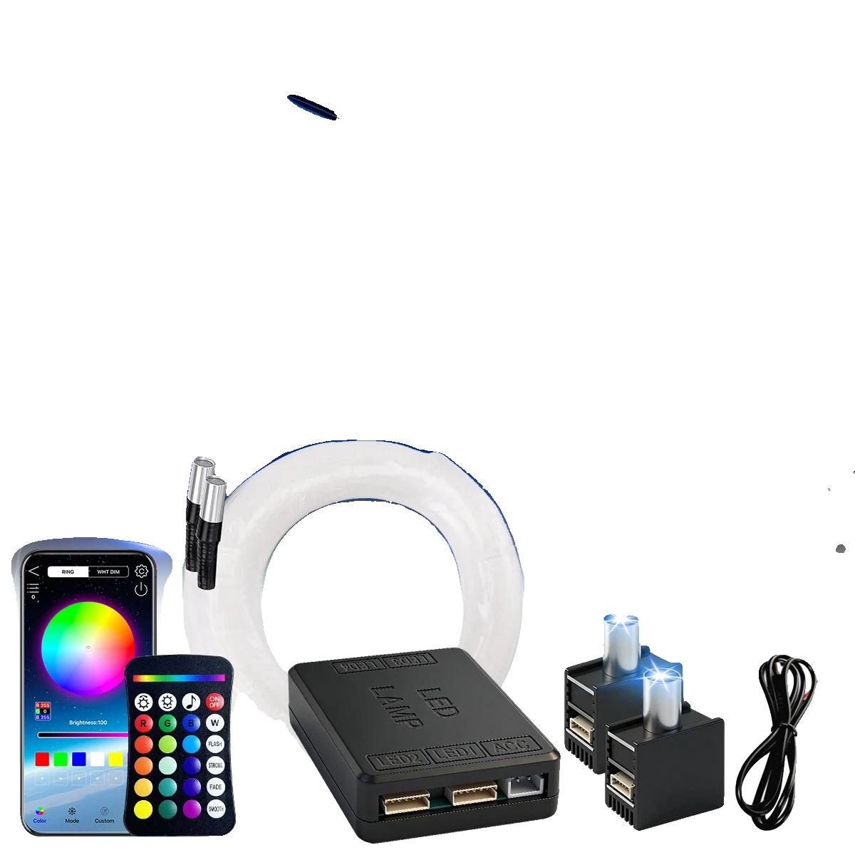 Lichtleitfaser, App-steuerung, Anpassbare Beleuchtung, Rgbw-c, 600stk 0,5mm 2m