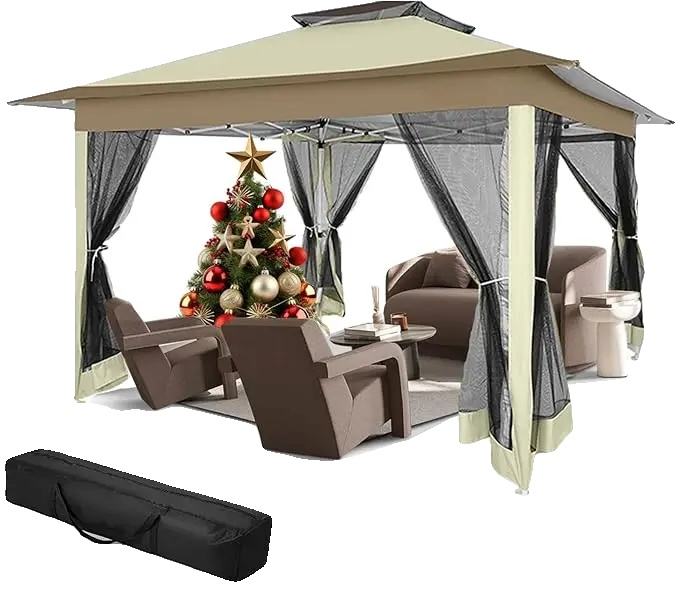 Gazebo Zelt, Pop-up Design, Uv-schutz, Khaki