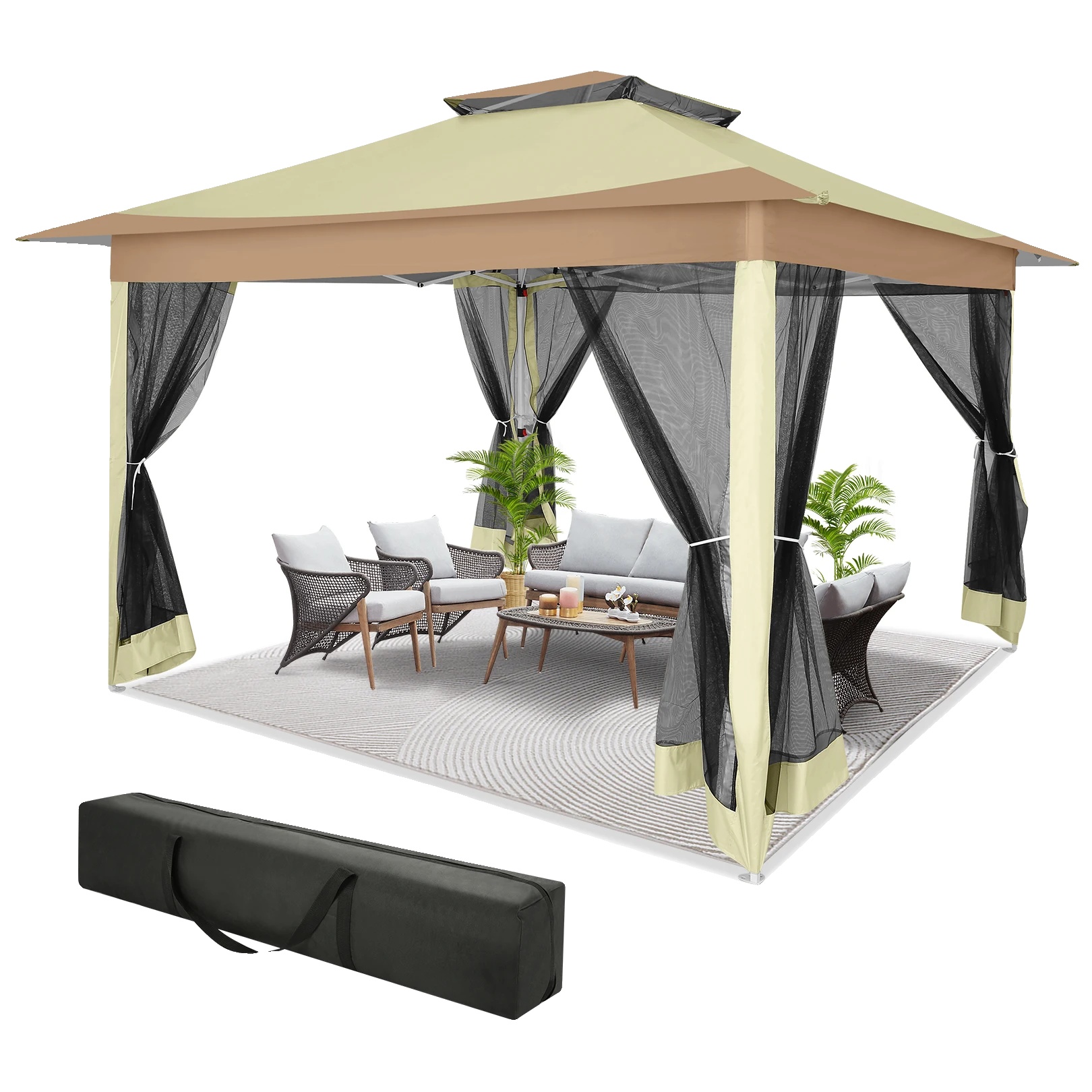 Gazebo, Pop-up-design, Uv-schutz, Dunkelkhaki