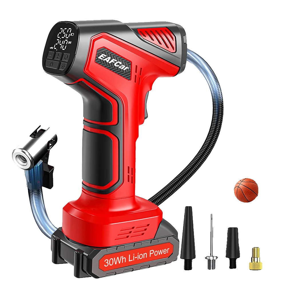 Akku-reifenpumpe, 160psi, Digitale Anzeige, Rot, Batteriebetrieben